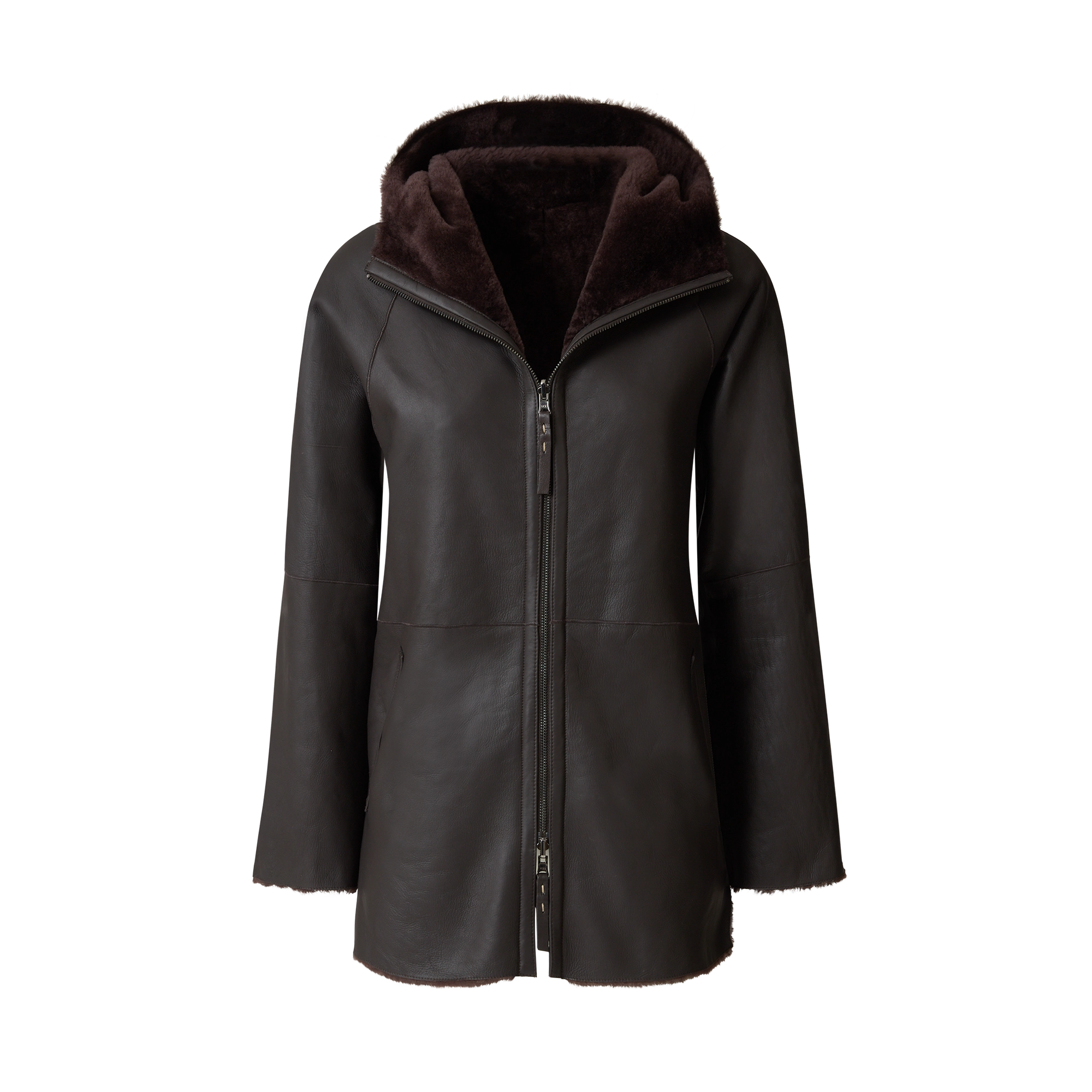 Reversible Hooded Shearling Parka Pacaja lambskin