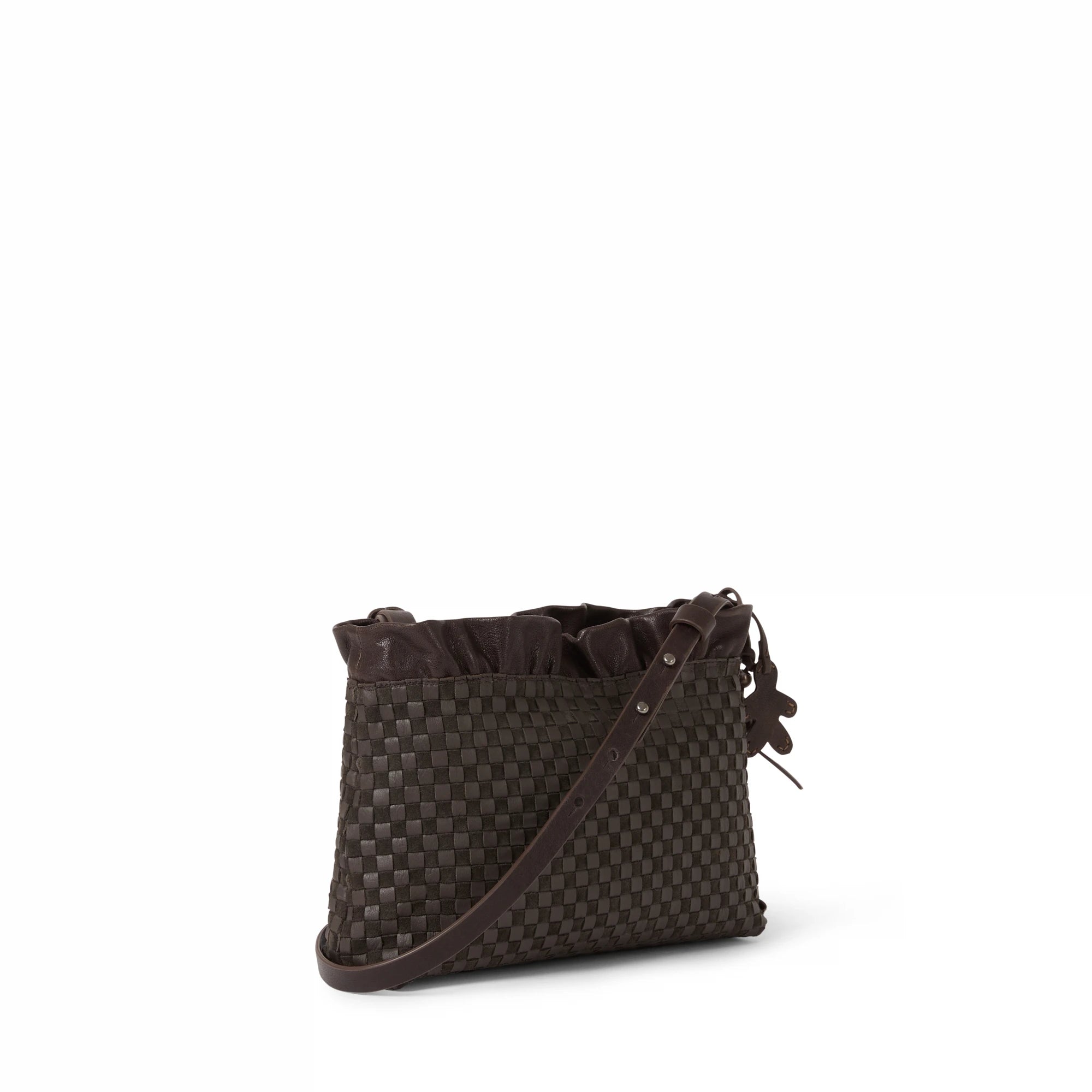 Ruched Zip Clutch Intreccio Scacchiera