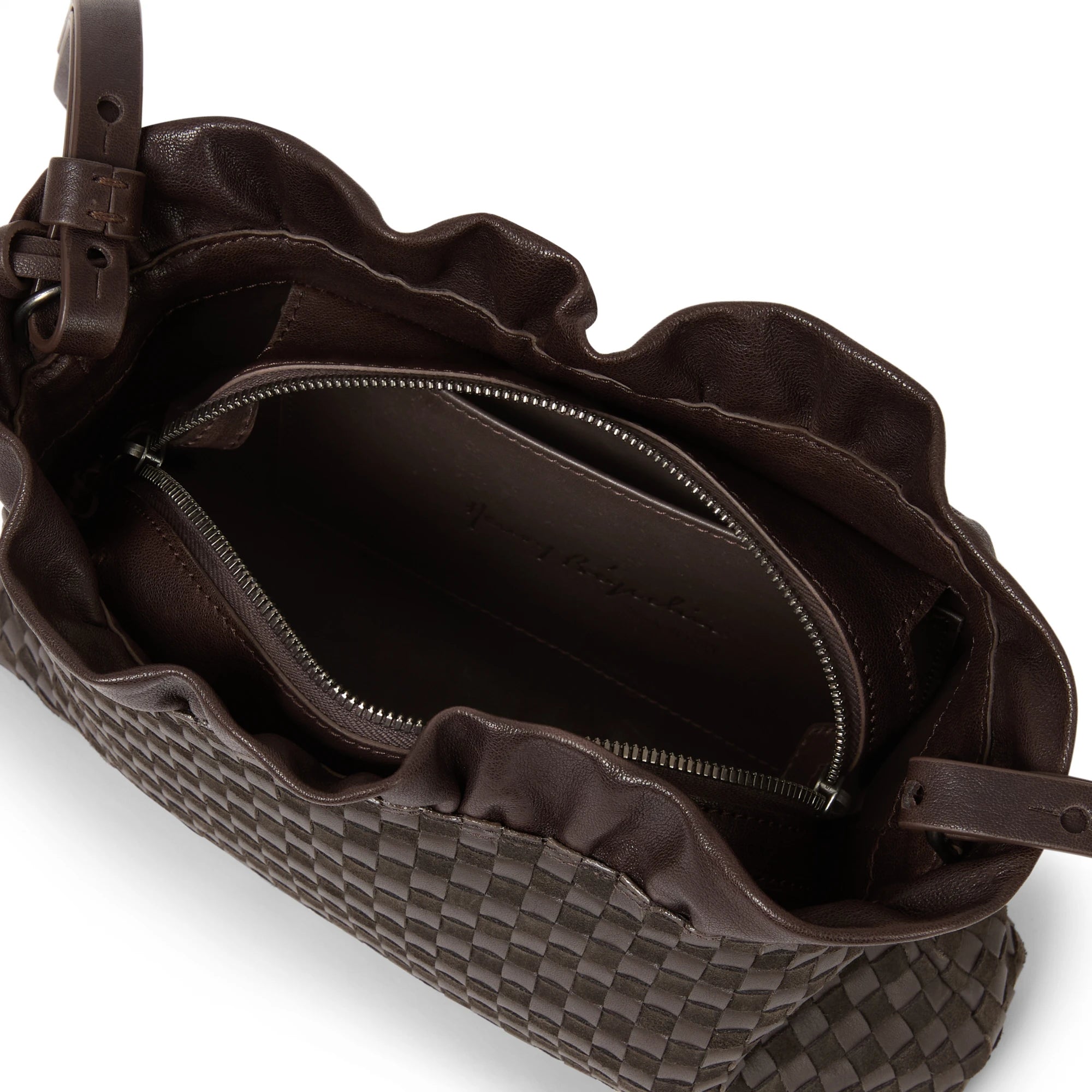 Ruched Zip Clutch Intreccio Scacchiera