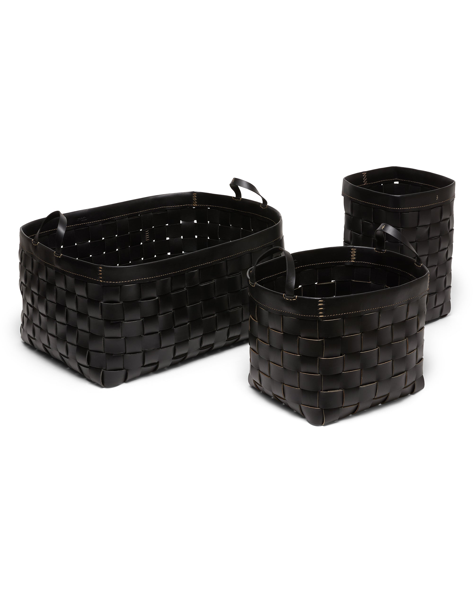 Cesta Figaro Leather Strap Large Basket Black