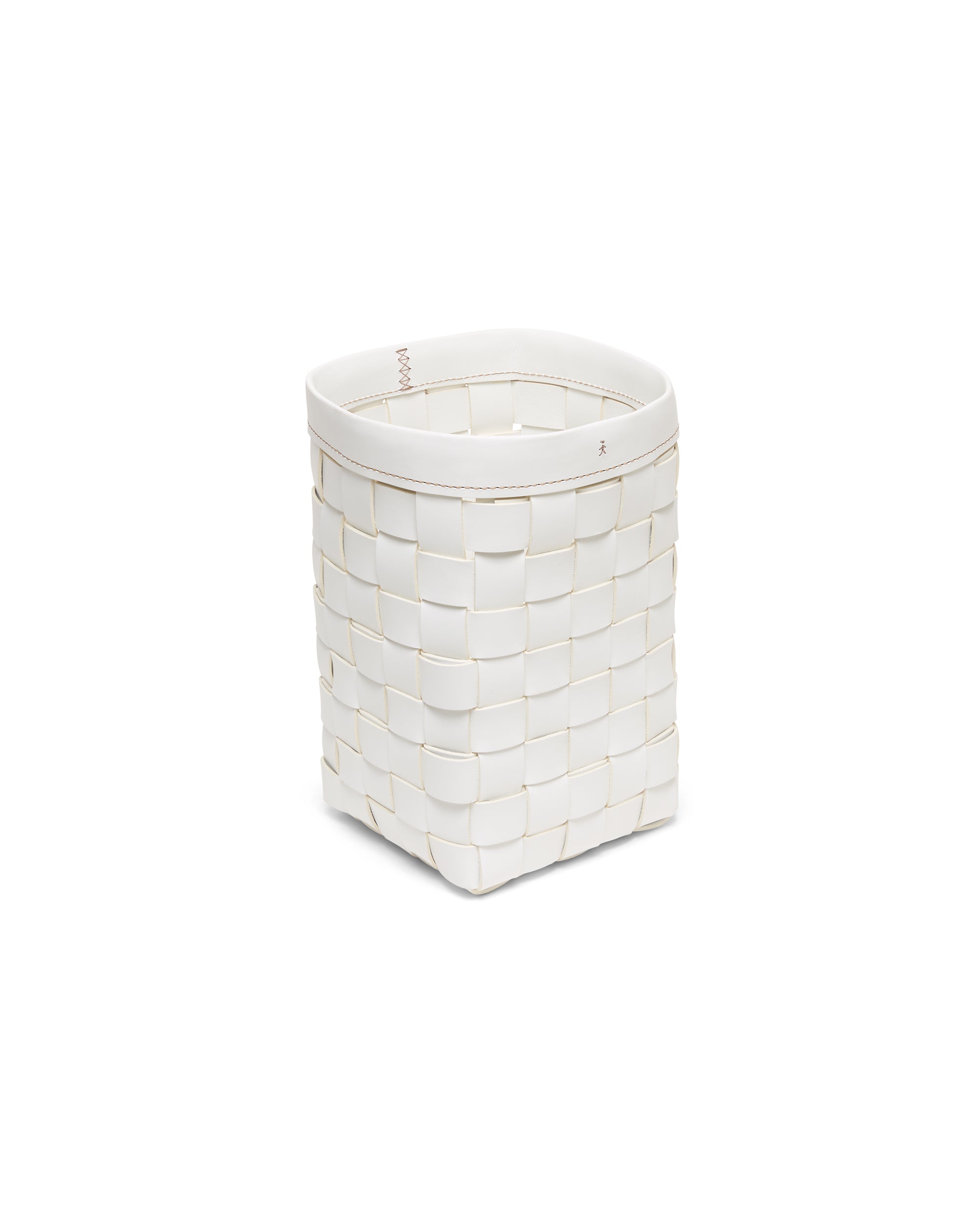 Cesta Figaro Leather Strap Large Basket White