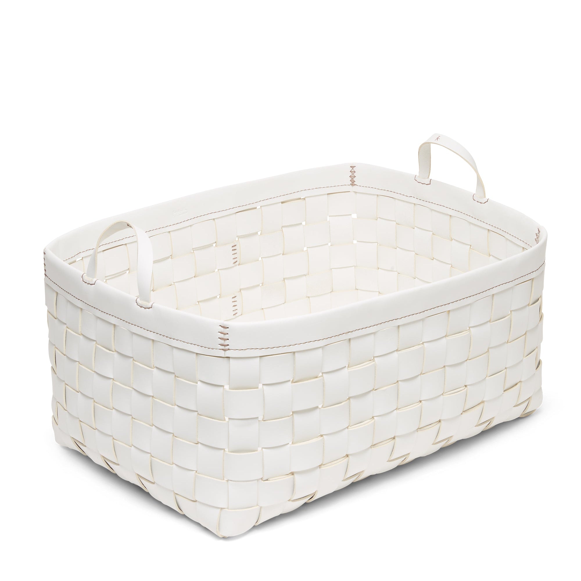 Large Basket Leather White