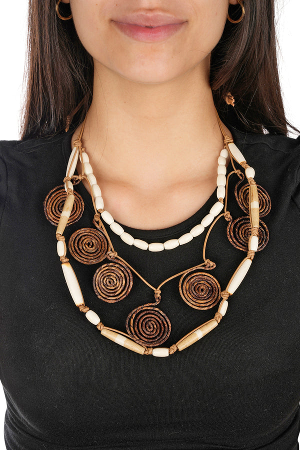 Necklace Namibia Leather Beige