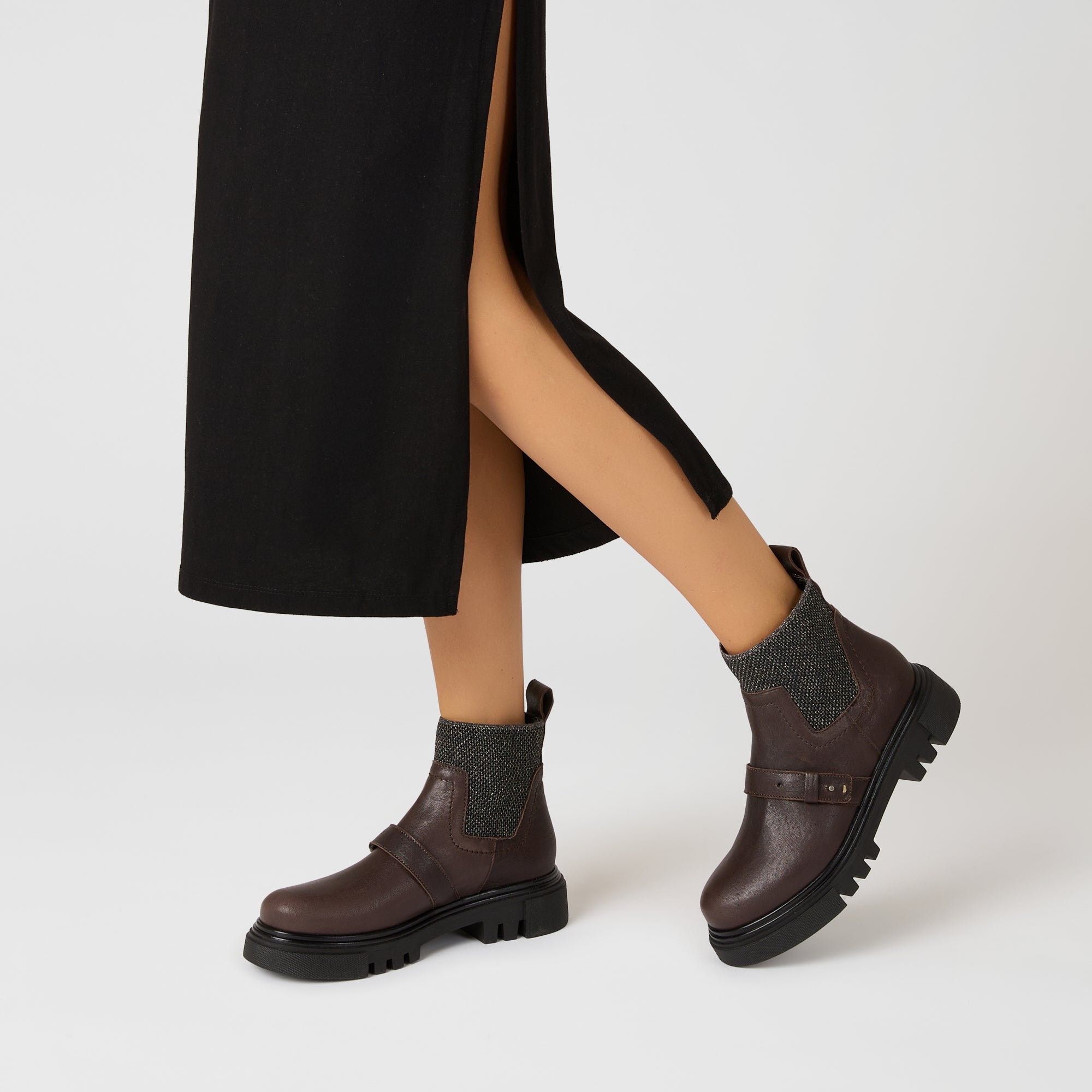 Buckled Ankle Boot in Old Iron
