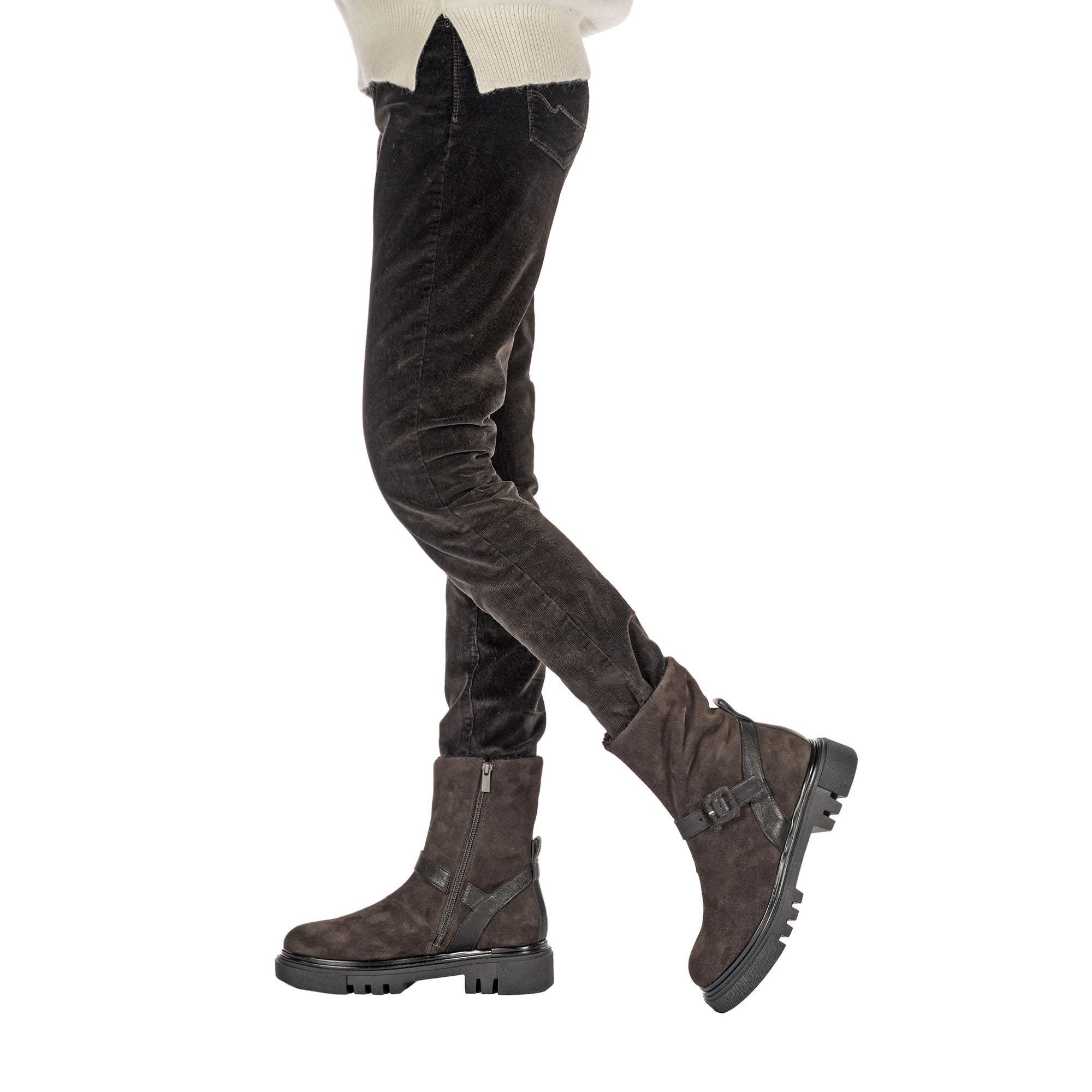 Ankle Boot in Suede with Buckle Detail