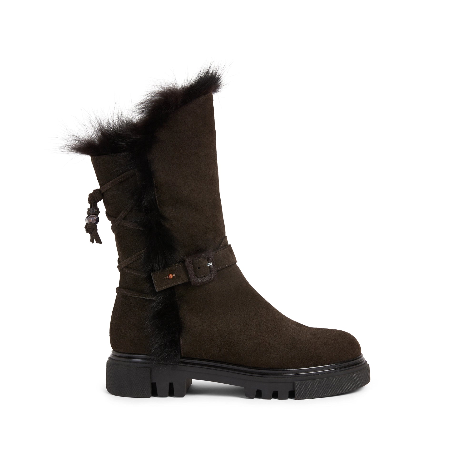 Suede Fur Lace-Up Boot