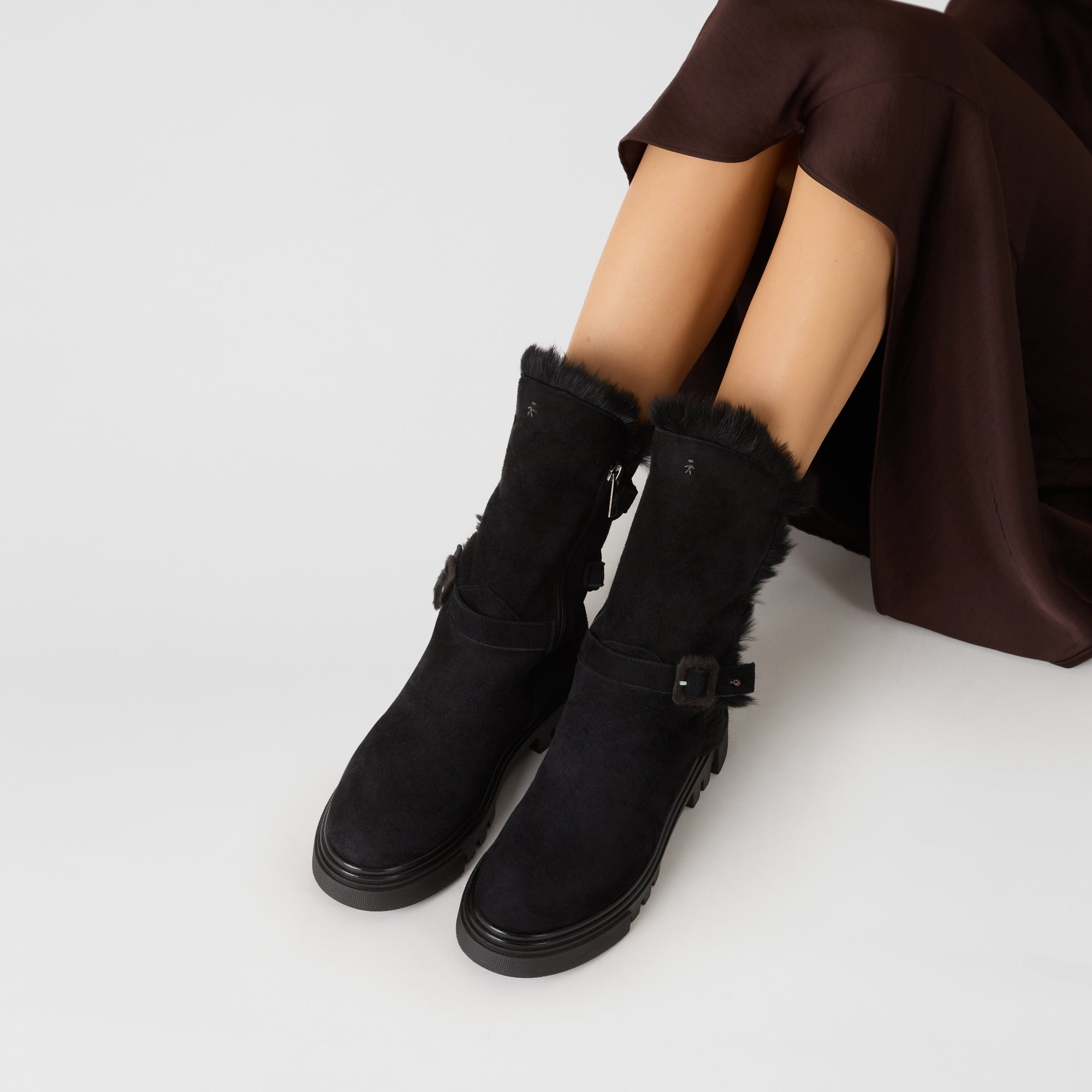 Suede Fur Lace-Up Boot