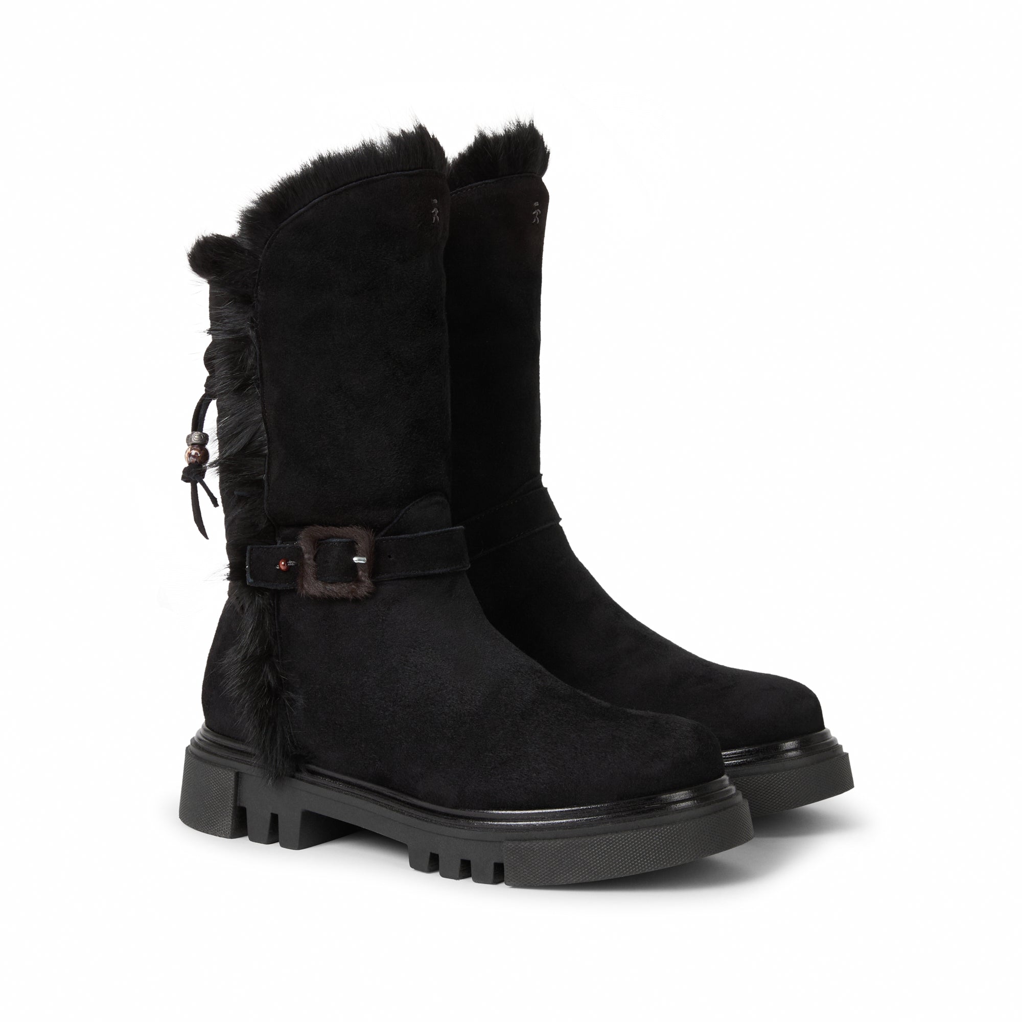 Suede Fur Lace-Up Boot
