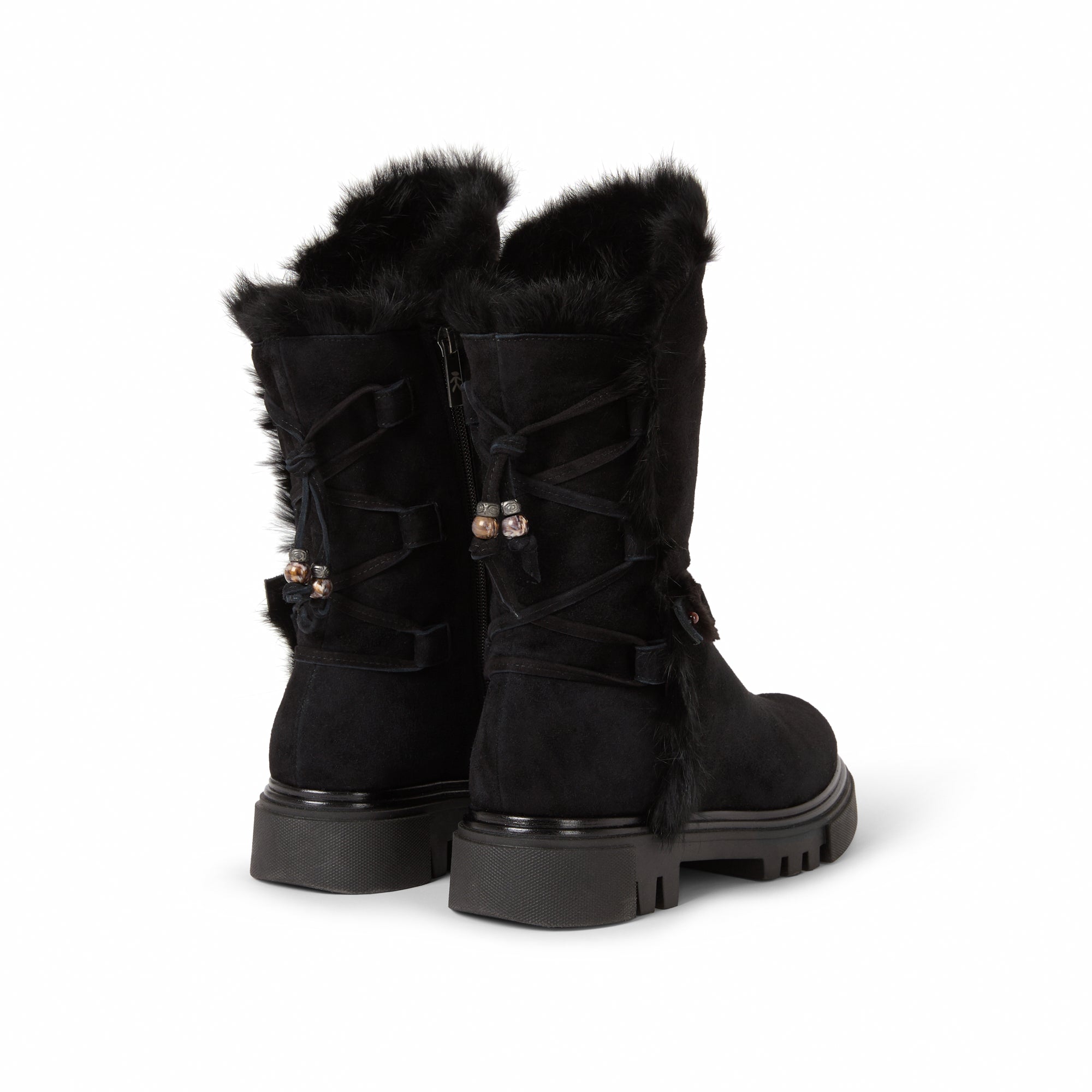 Suede Fur Lace-Up Boot