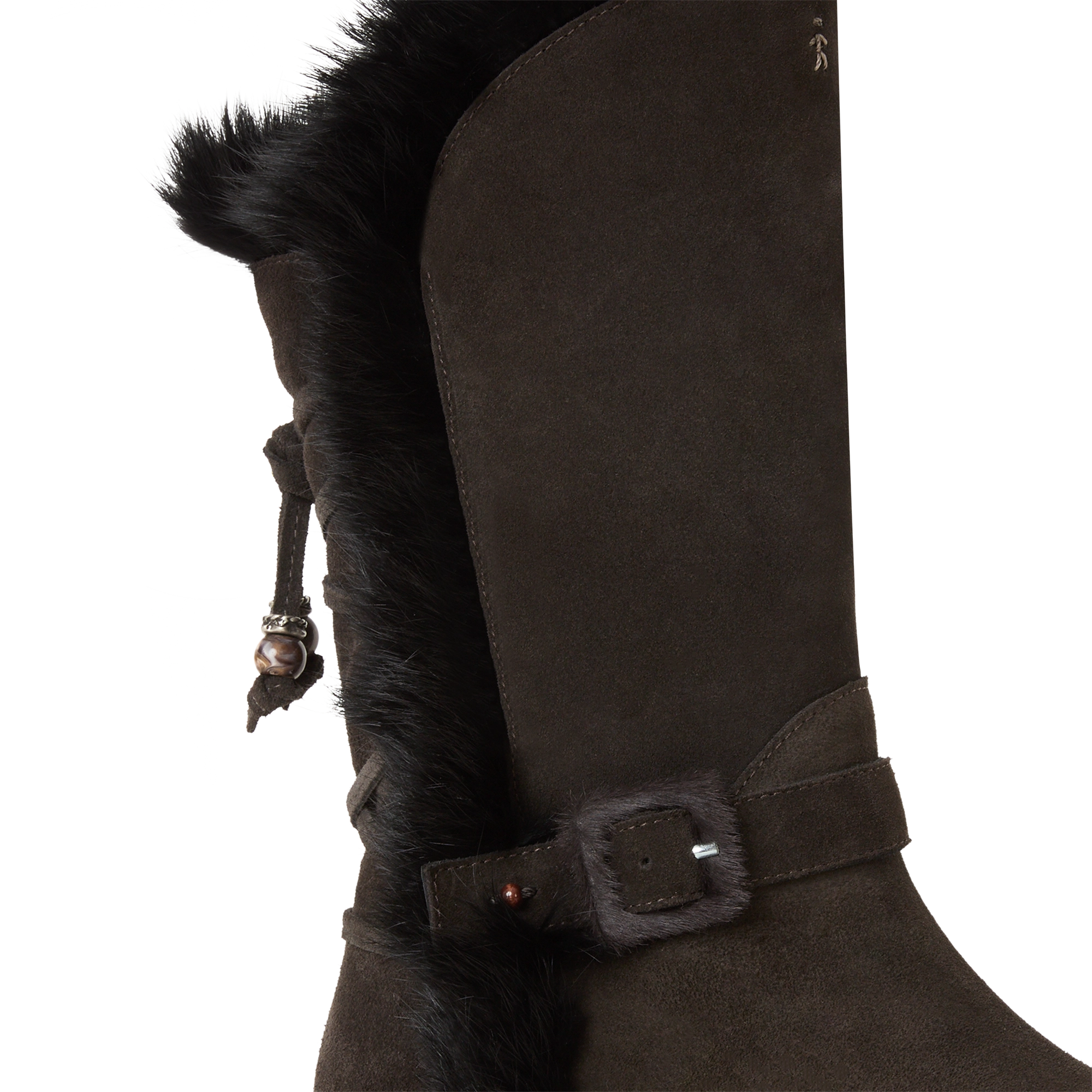 Suede Fur Lace-Up Boot