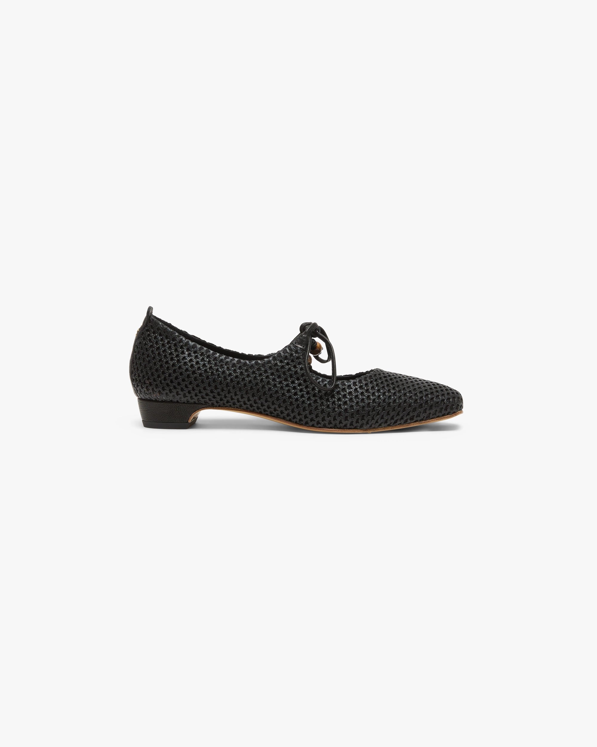 Lace-Up Leather Ballet Flat