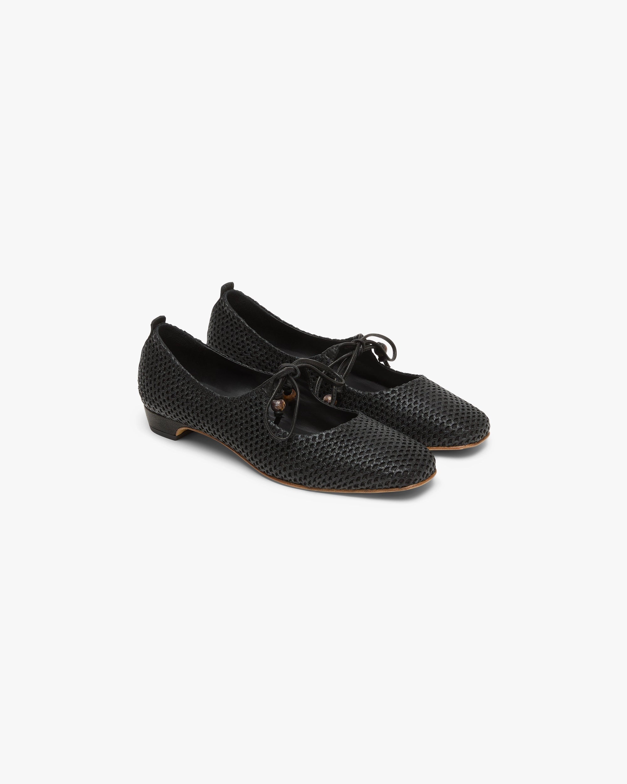 Lace-Up Leather Ballet Flat