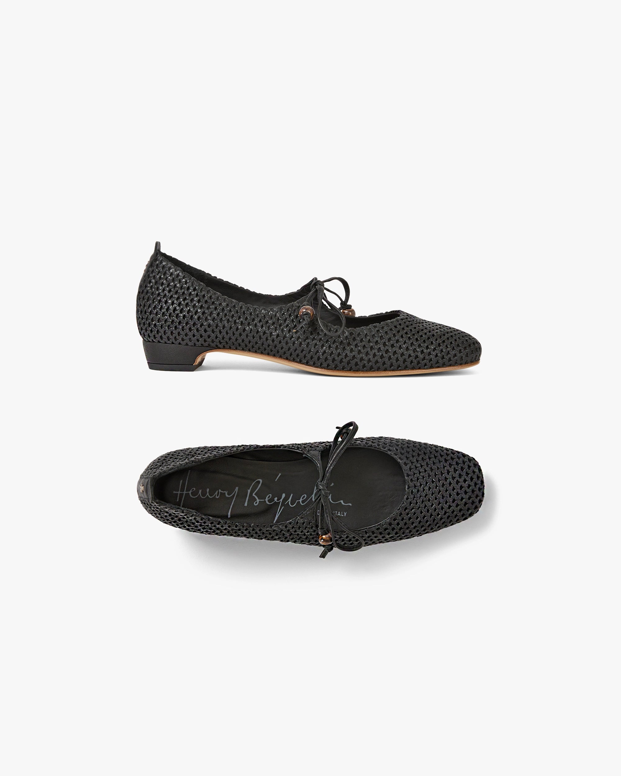 Lace-Up Leather Ballet Flat