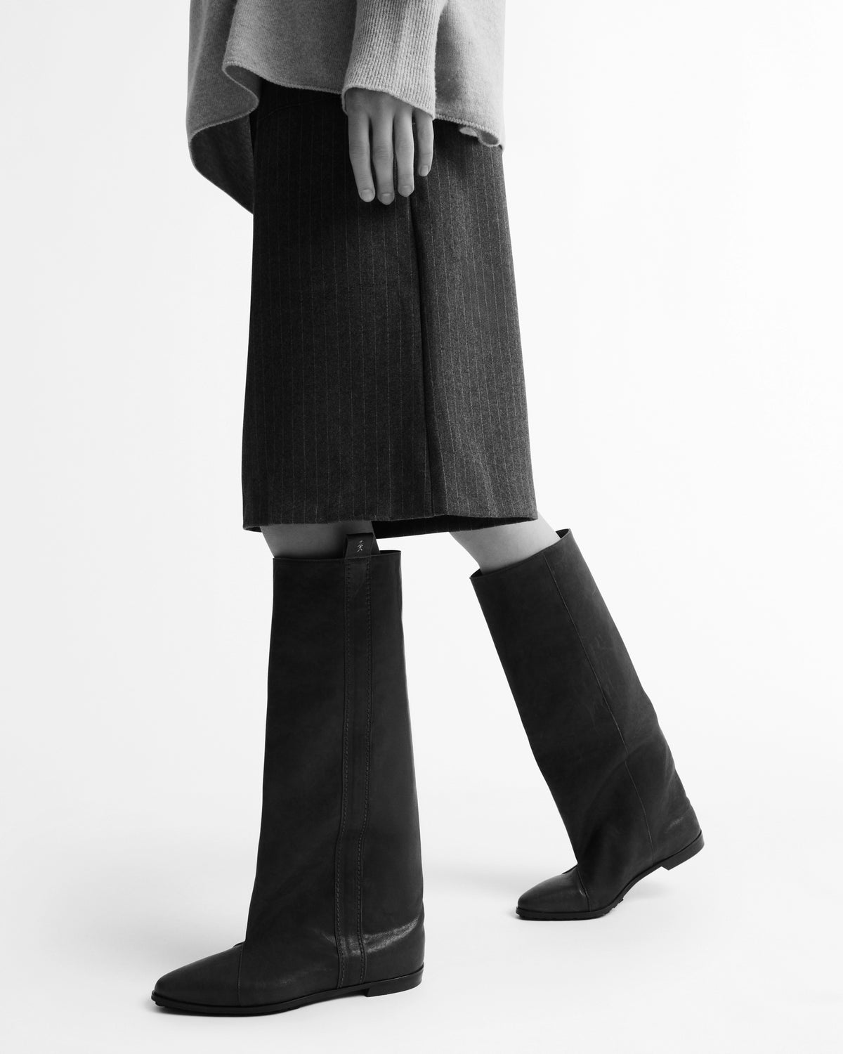 Wide-Shaft Leather Boot