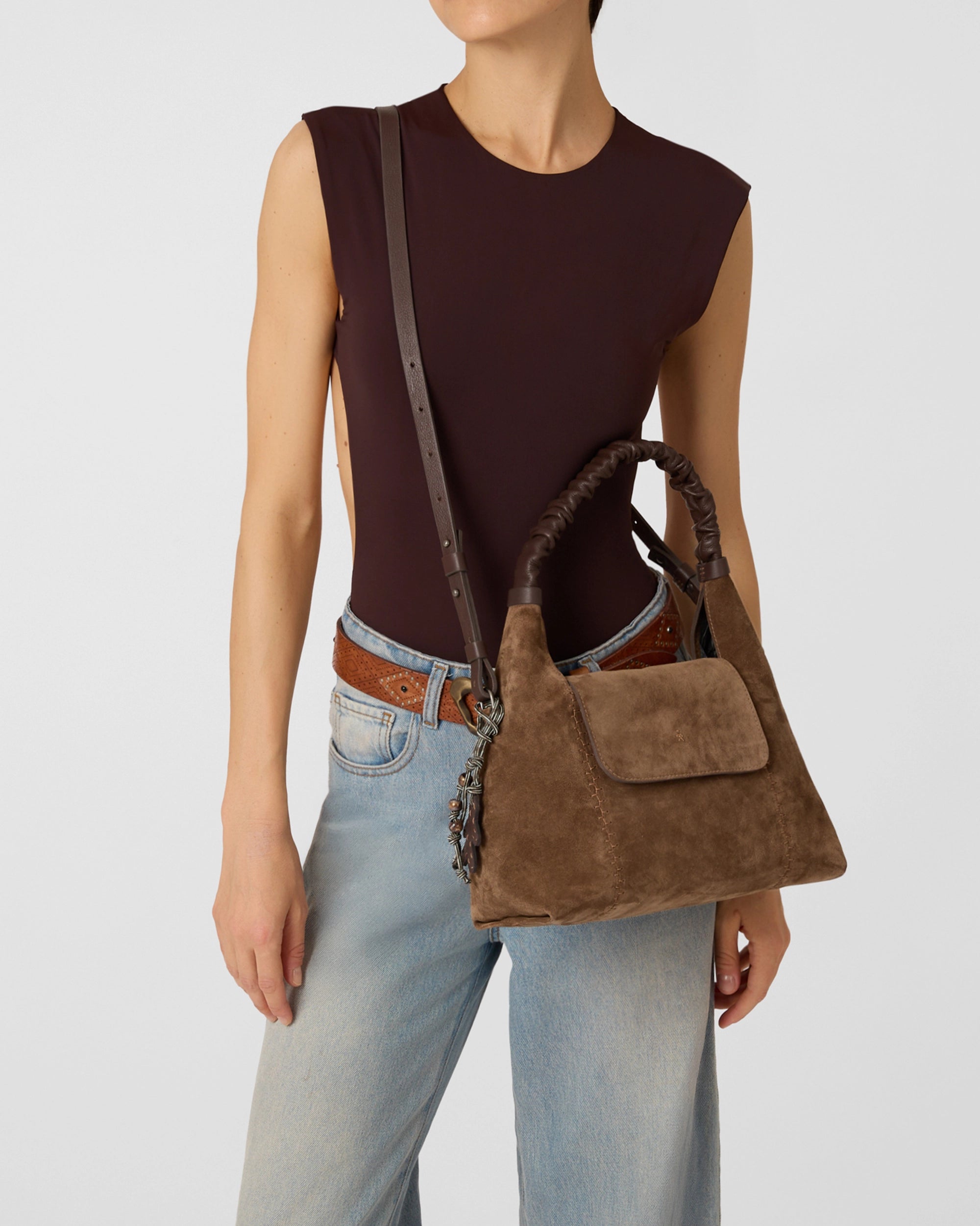 Paige Flap Suede Shoulder Bag