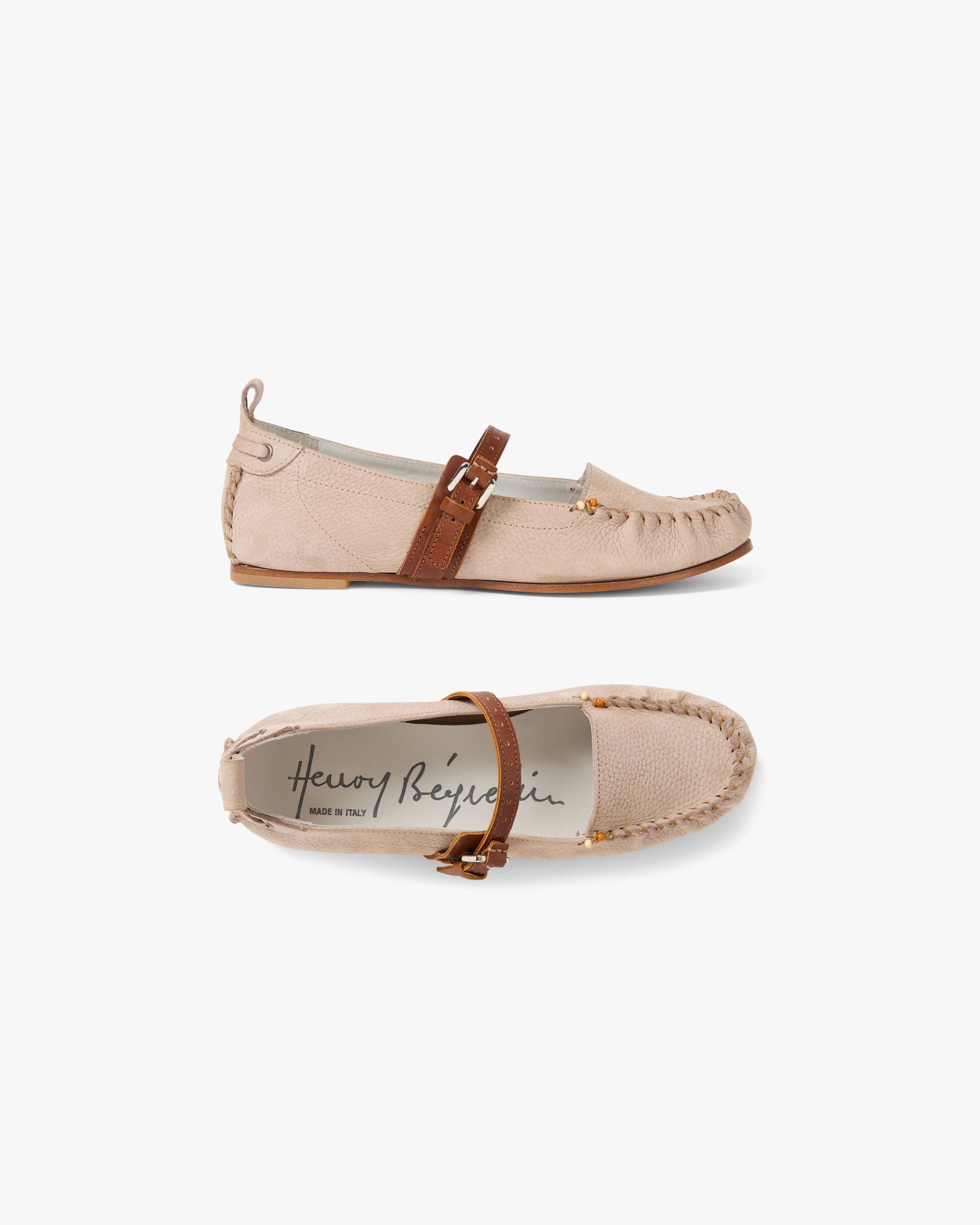 Cut-Out Mocassin Nabuck Resinato with Strap