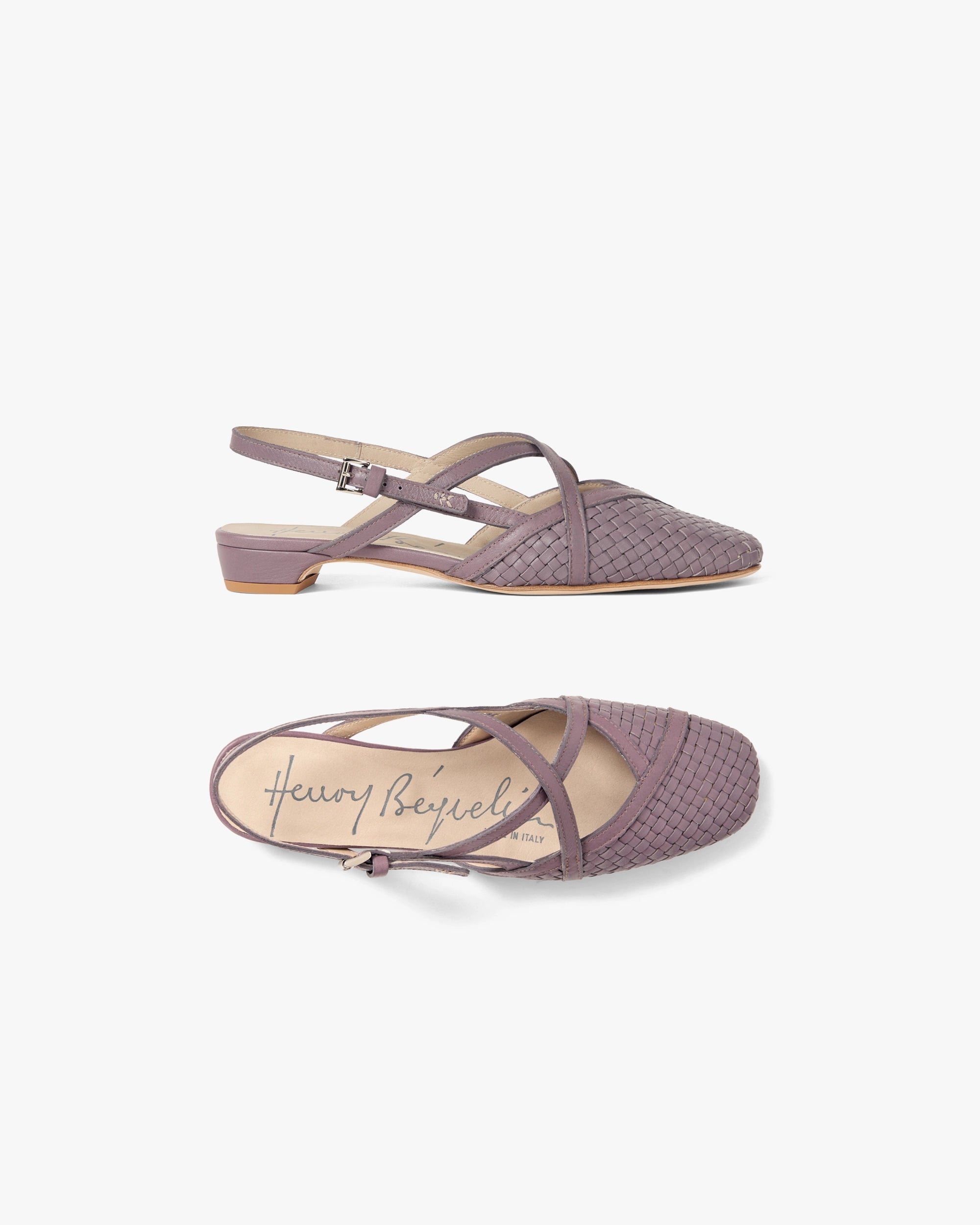 Woven Leather Slingback Flat