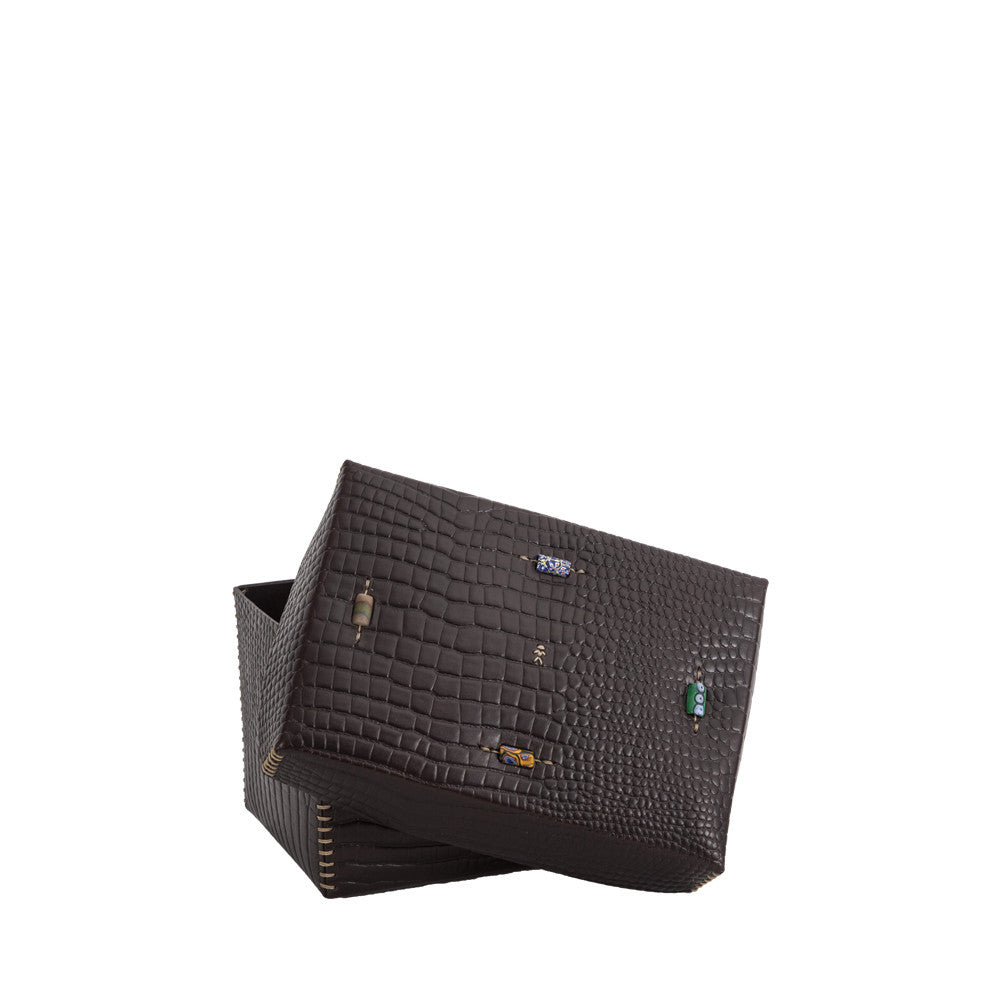 Scatola Murrine M Stamped Crocodile Black