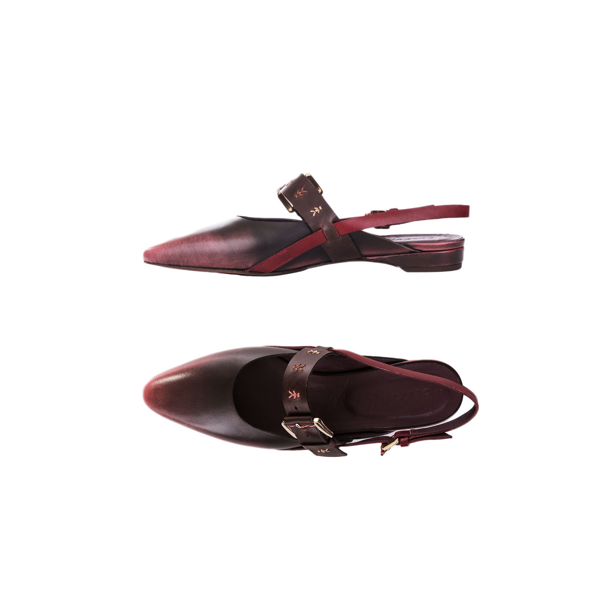 Slingback Shoe Fibbie Spazzolato Cyclamen