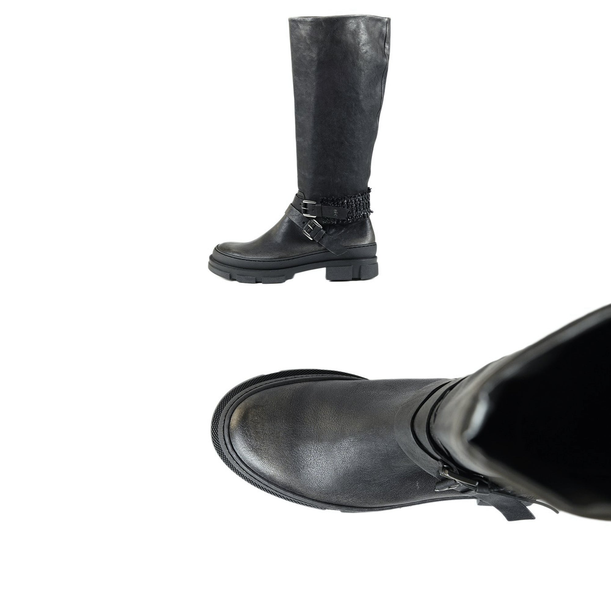High Boot Woven Strap Anthracite