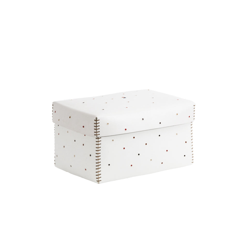 Scatola Perline M Cuoio White
