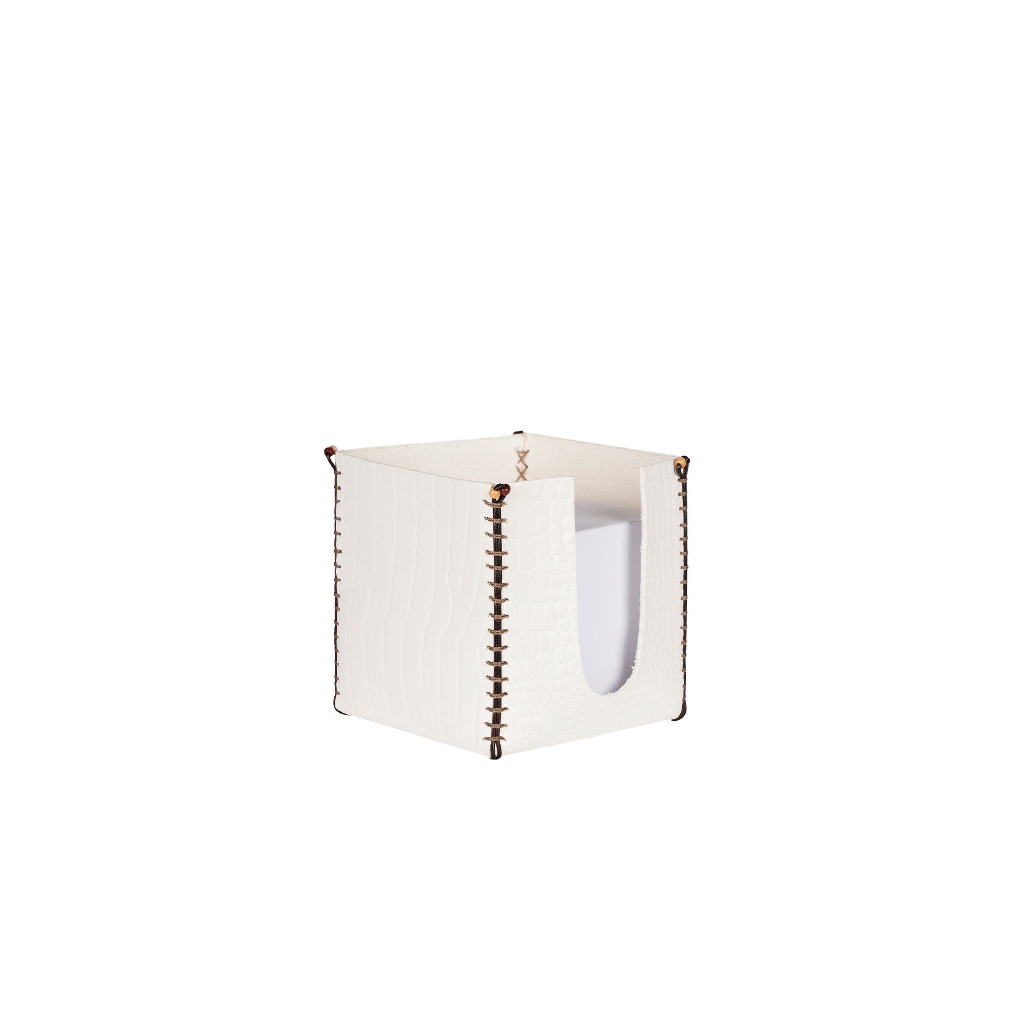 Memo Block Holder Printed Croco White