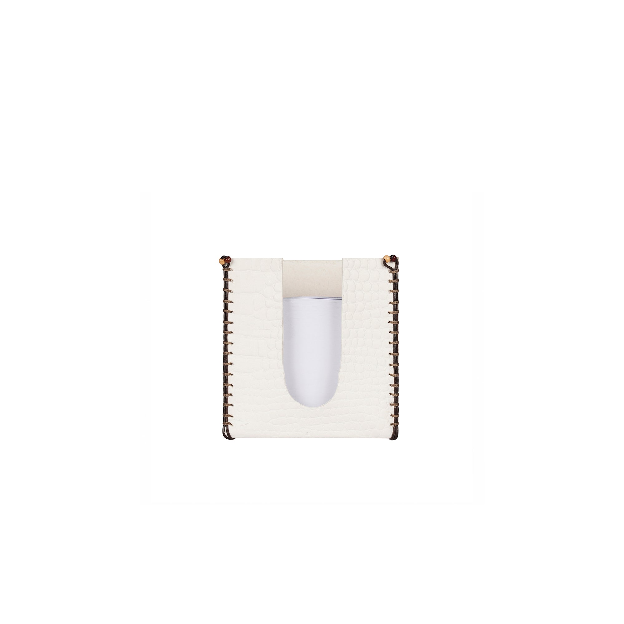 Memo Block Holder Printed Croco White