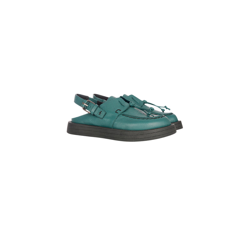 Open Back Moccasin Muflone Teal