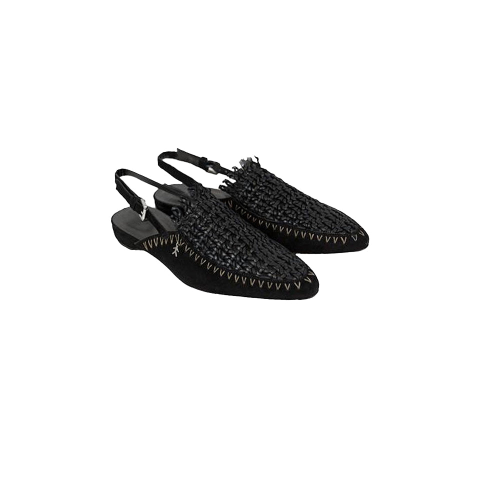Slingback Greca Intreccio Rete Suede Black