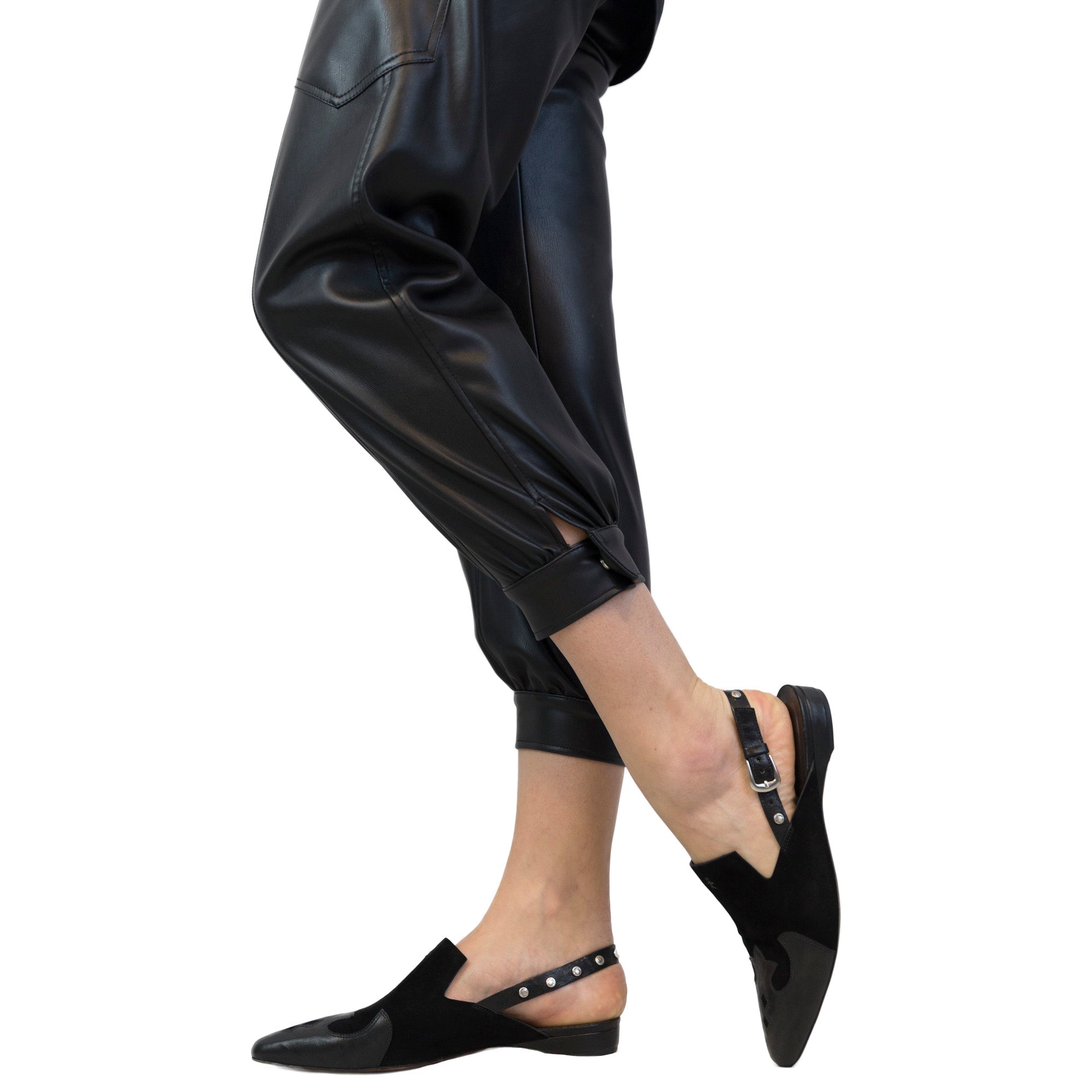 Slingback Texan Mules Metal Wash/Suede Black
