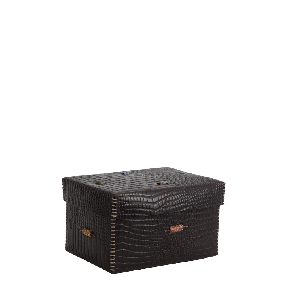 Scatola Murrine M Stamped Crocodile Black
