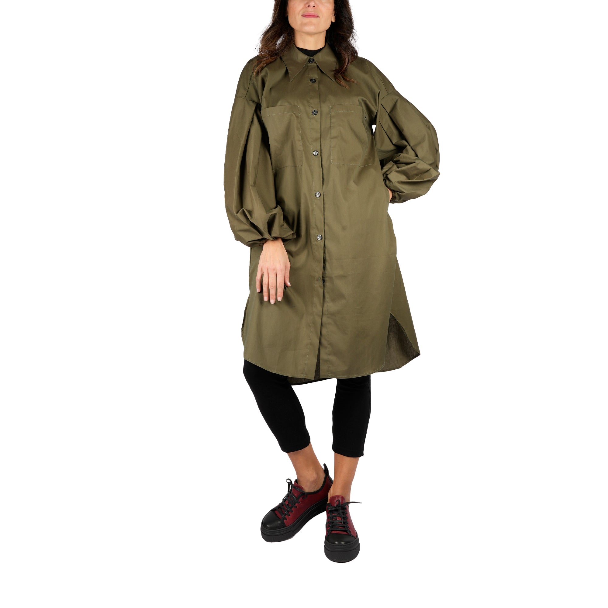 Abito in cotone verde oliva