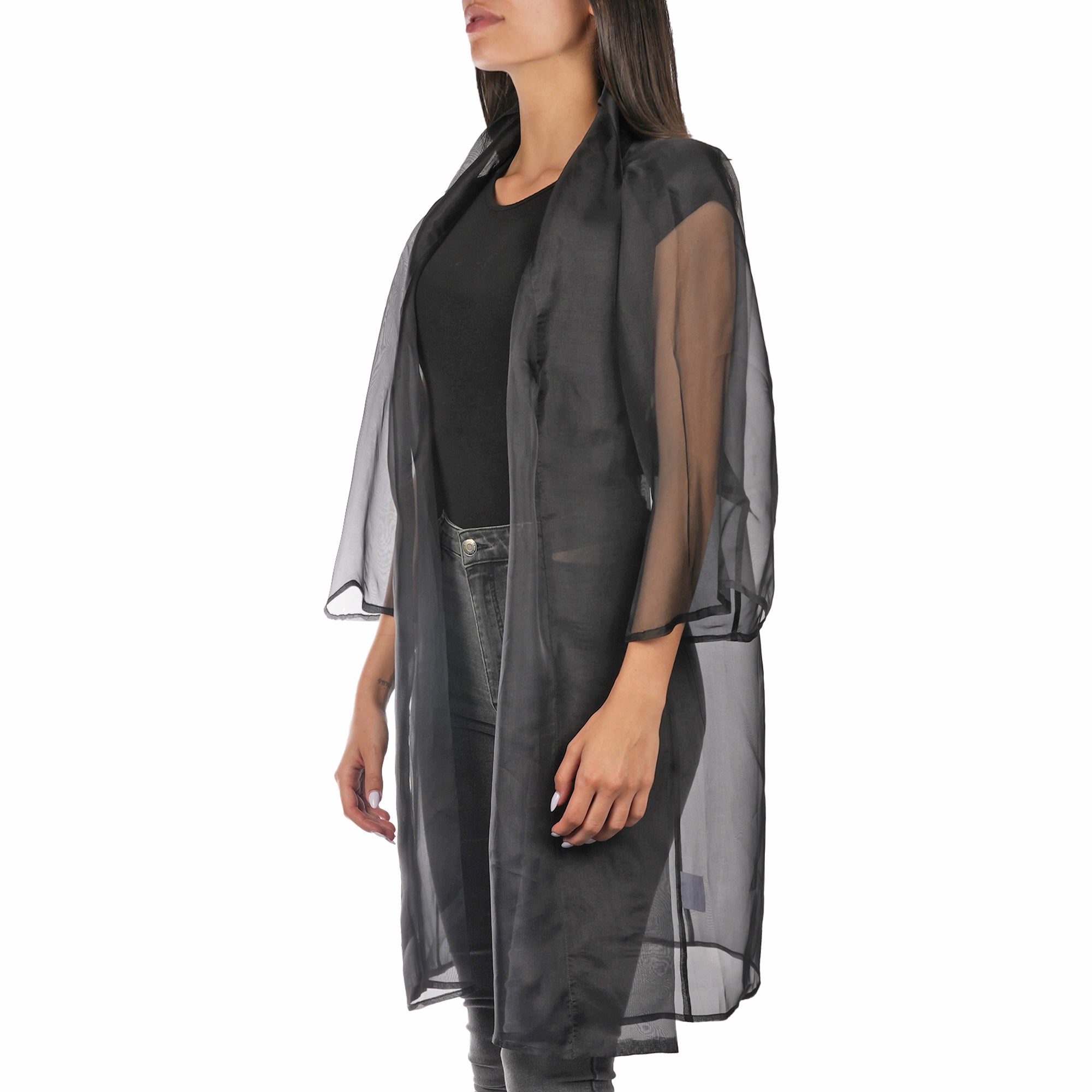 Cardigan Crepe Seta Nero