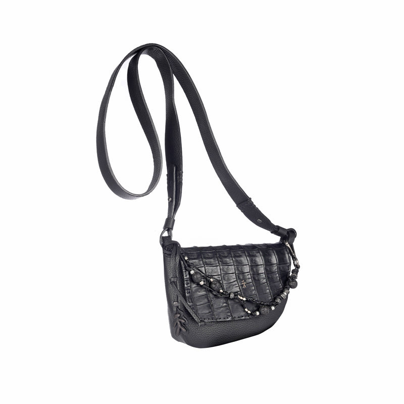 New Marinella S Jewel Crocodile Black