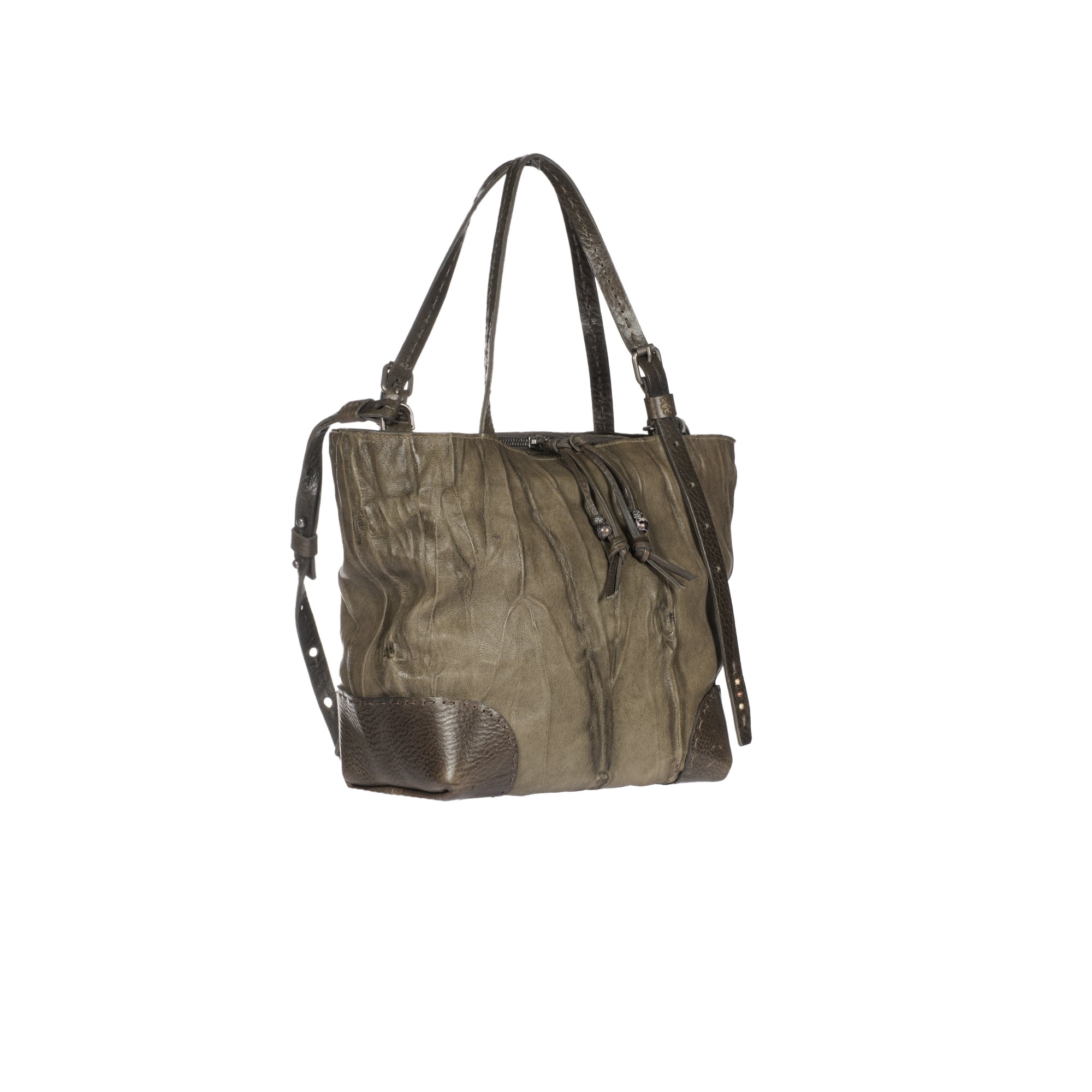 Daria M Zip Plissettato Anthracite Olive