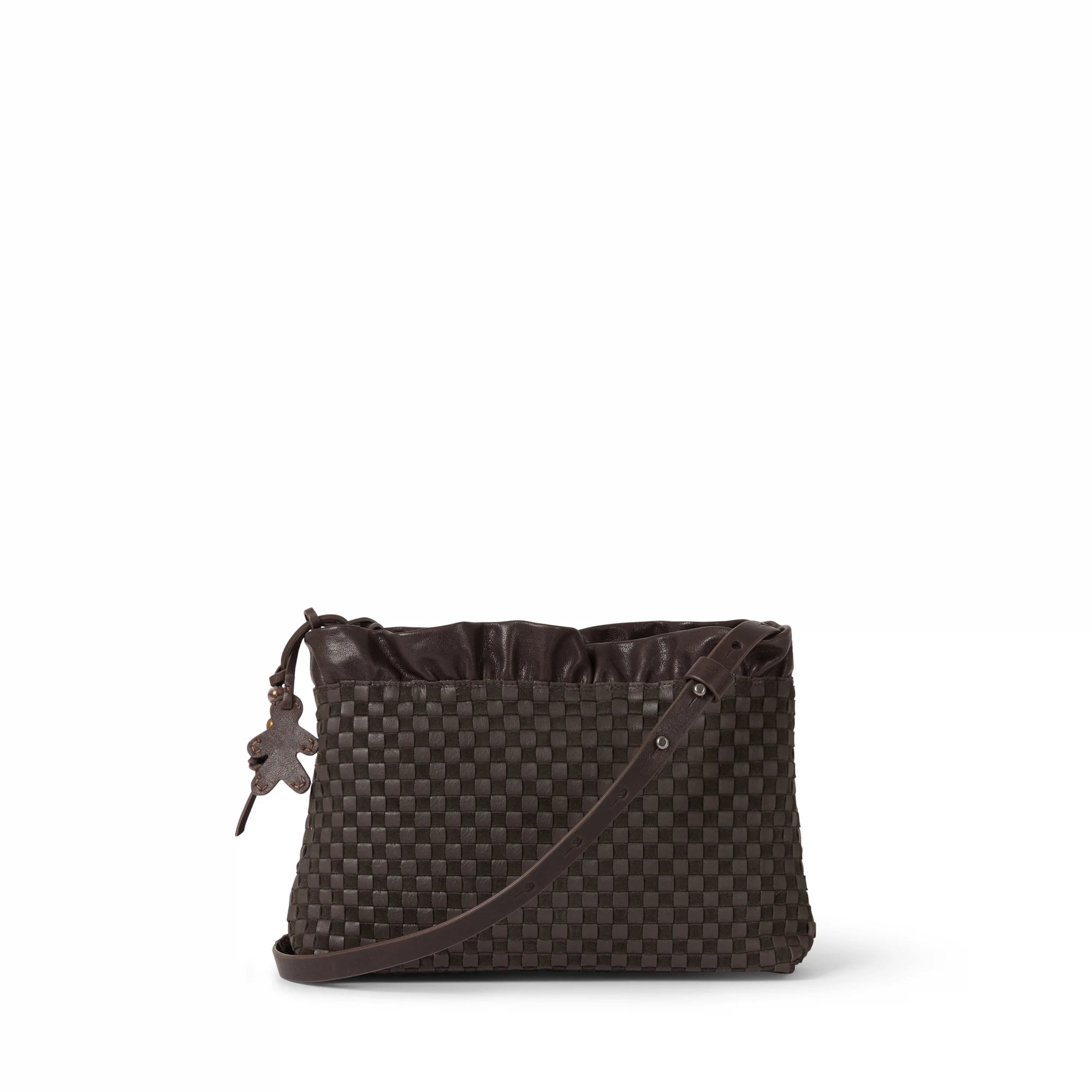 Ruched Zip Clutch Intreccio Scacchiera