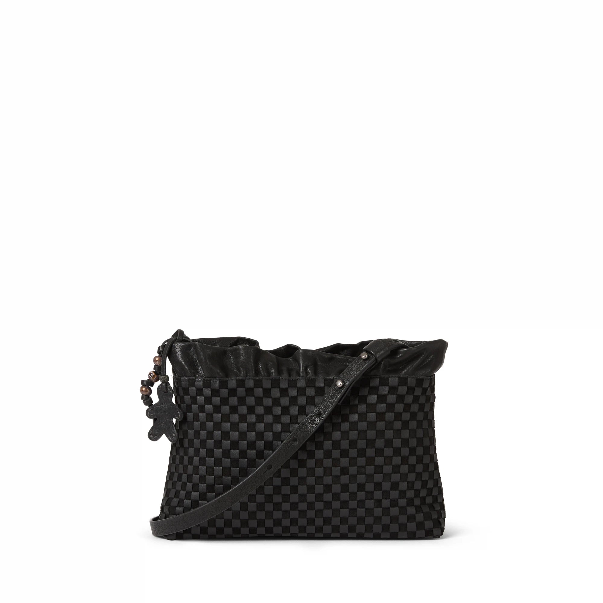 Ruched Zip Clutch Intreccio Scacchiera