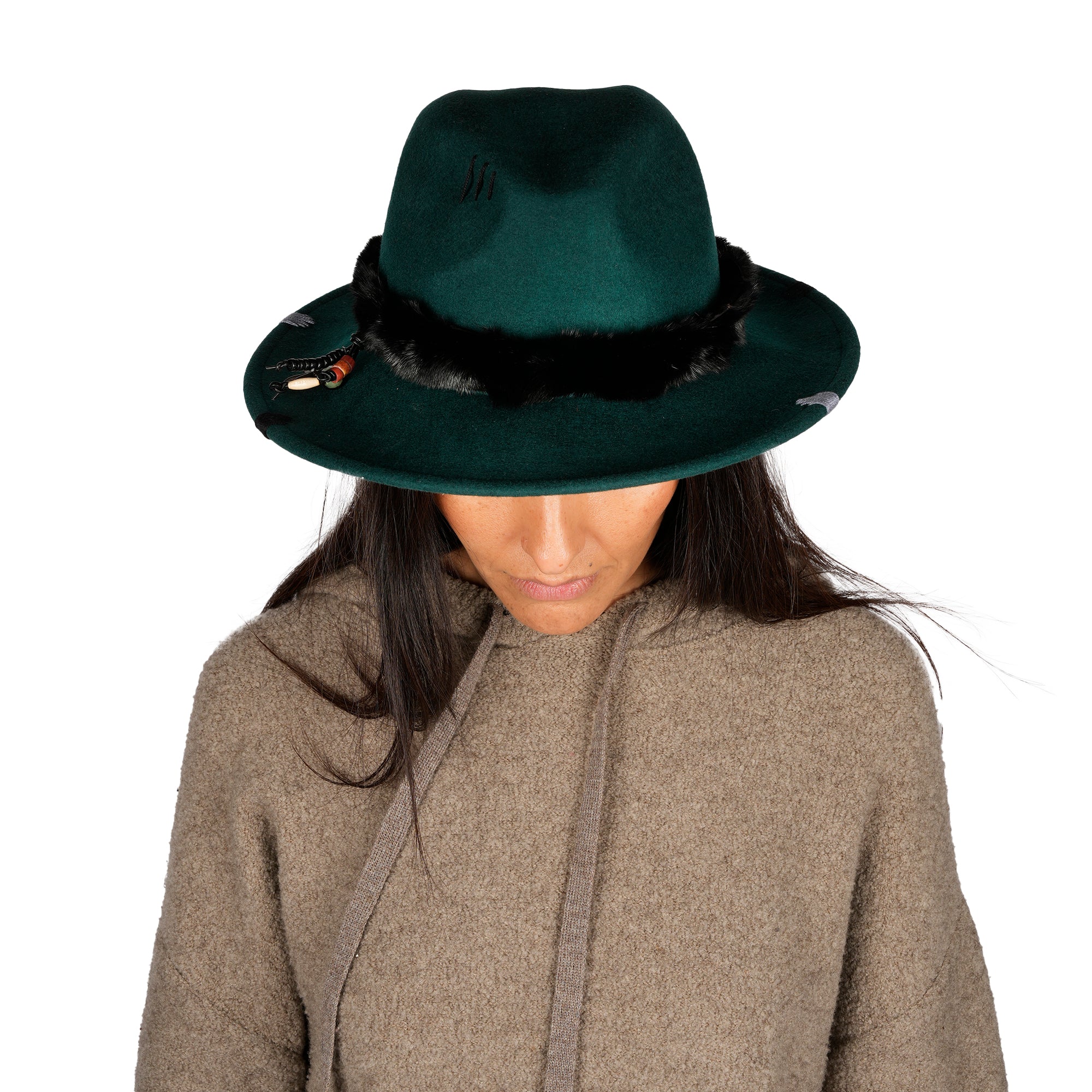 Fur Hat Wool Dark Teal