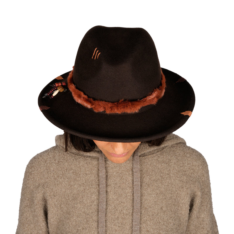 Fur Hat Wool Dark Brown