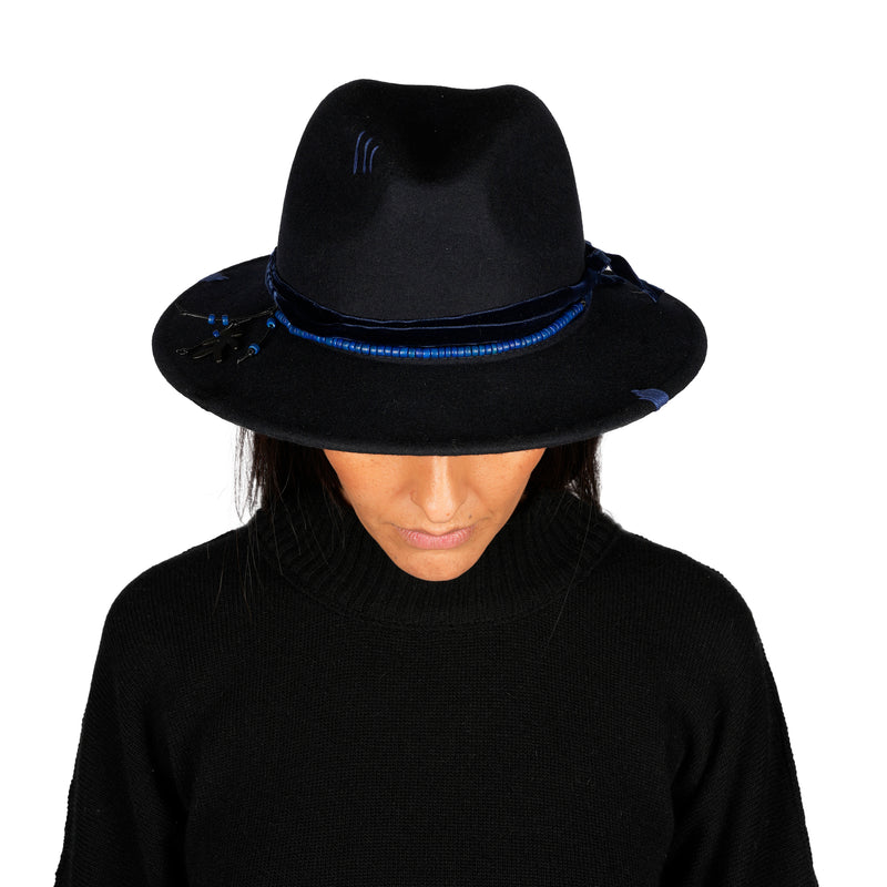 Velvet Hat Wool Deep Blue