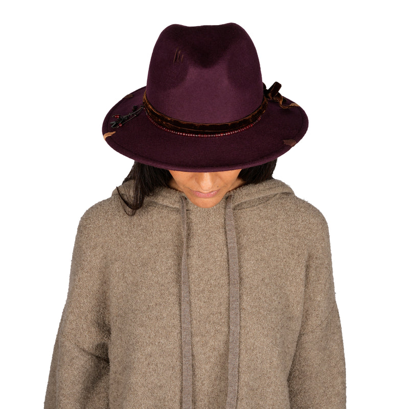 Velvet Hat Wool Burgundy