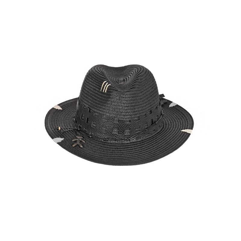 Summer Hat Natural Cellulose Cut-Leather Black