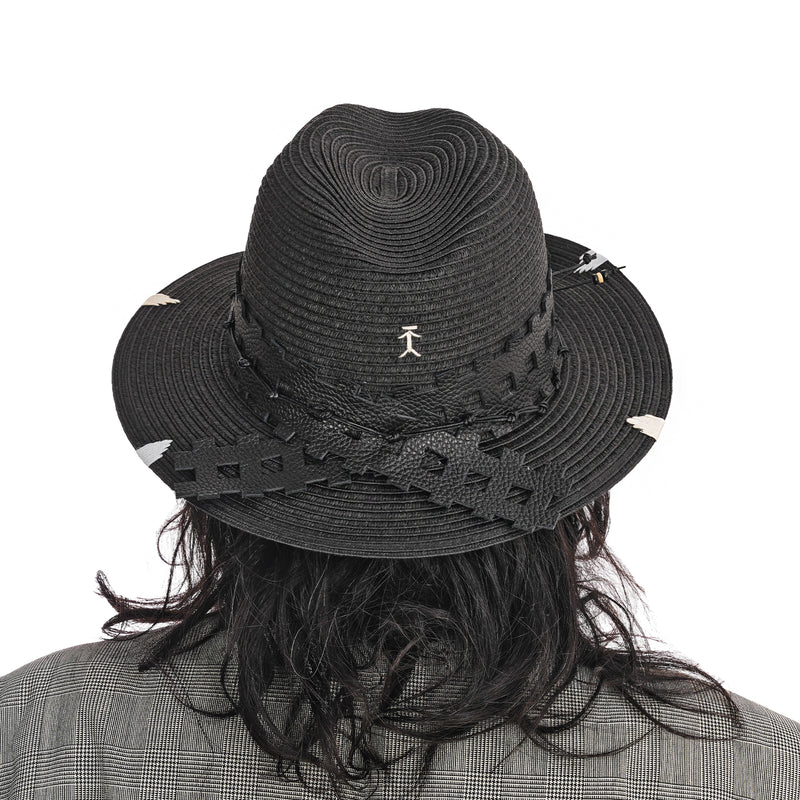 Summer Hat Natural Cellulose Cut-Leather Black