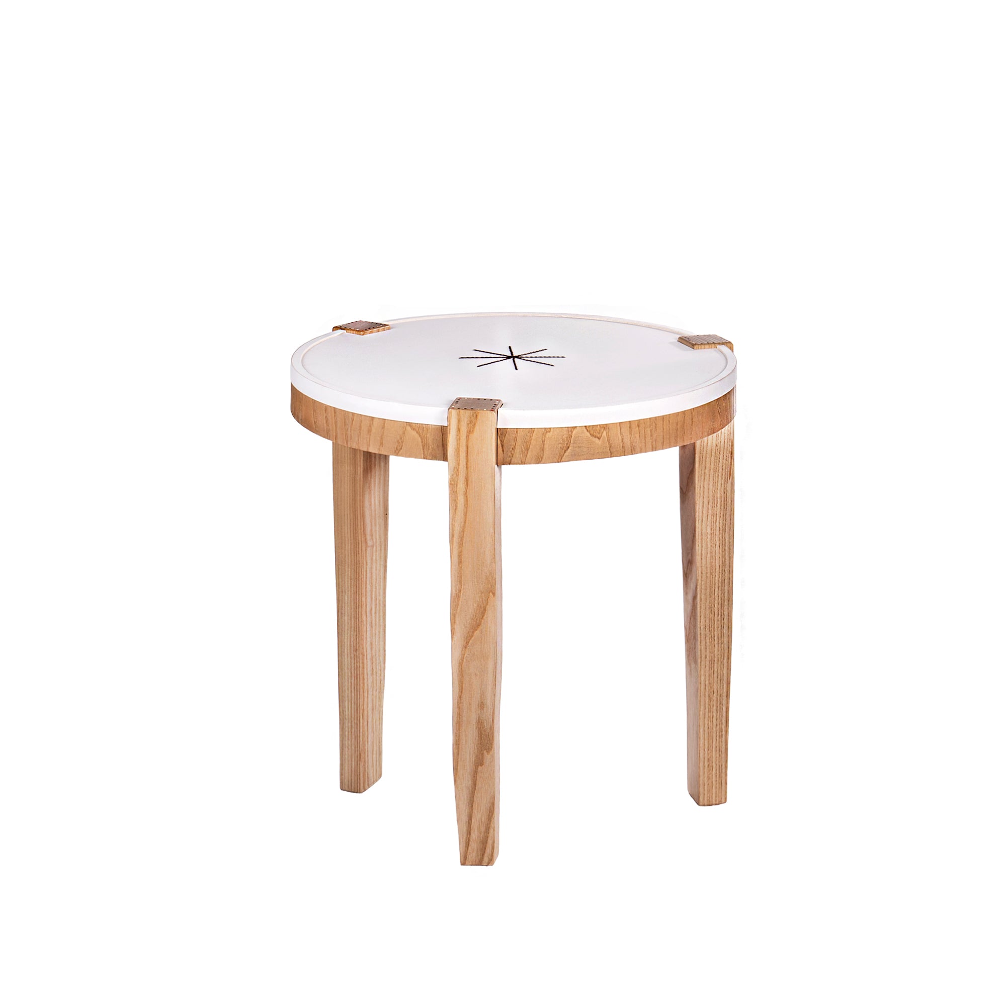 Coffee Table Rotondo Cuoio White