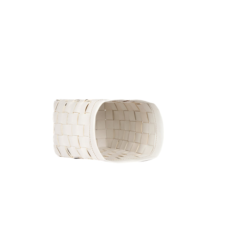 Cesta Figaro Leather Strap Large Basket White