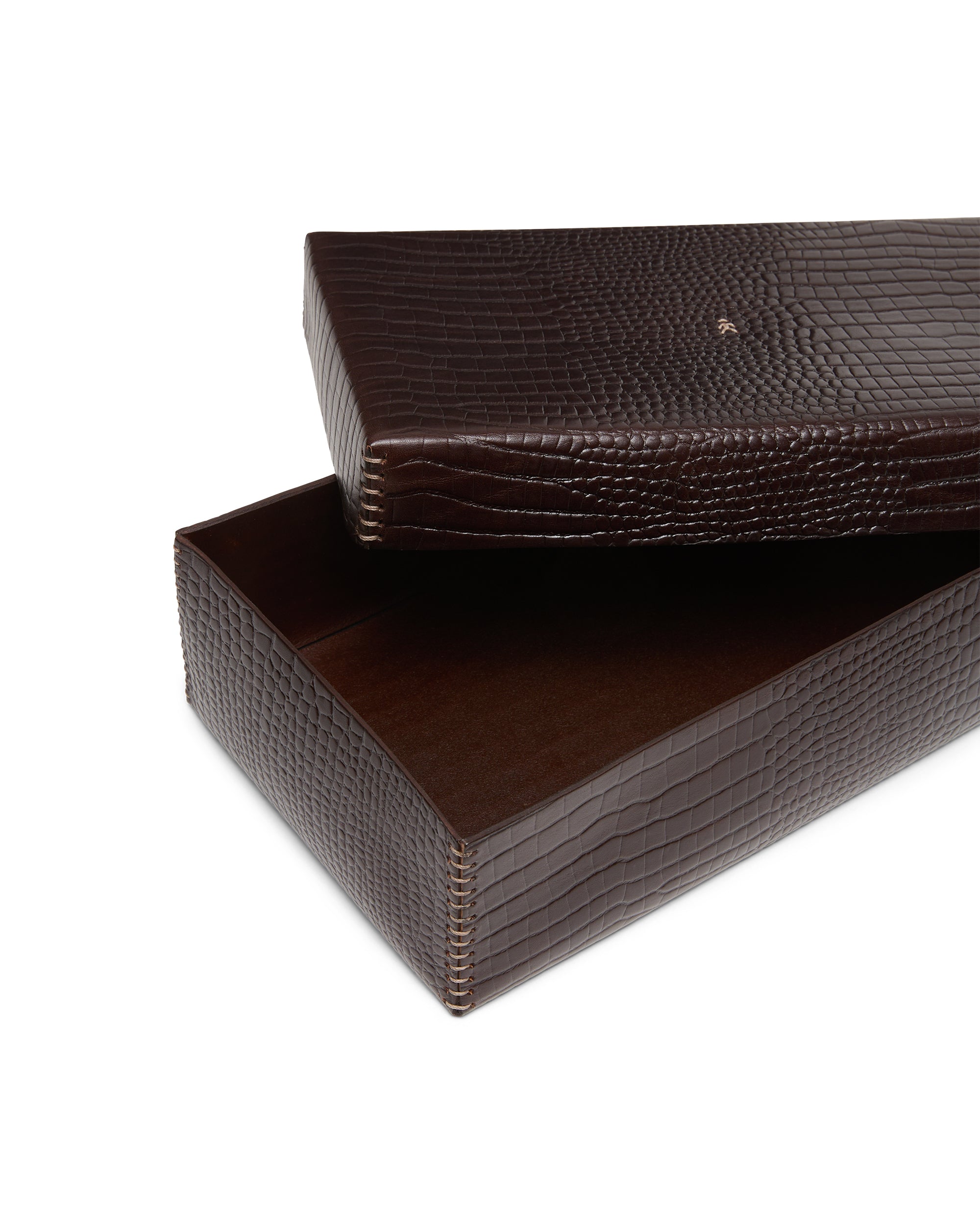 Scatola Liscia L Printed Crocodile Black