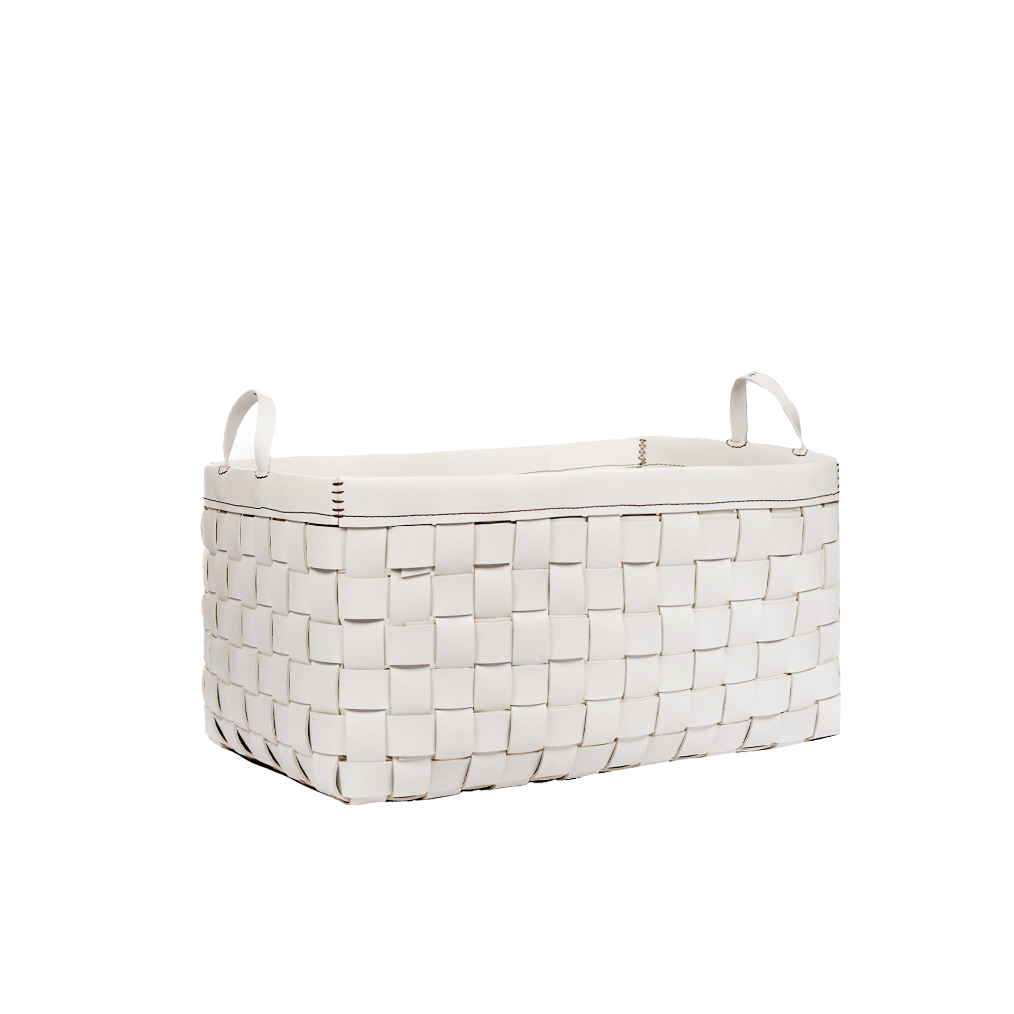 Large Basket Leather White