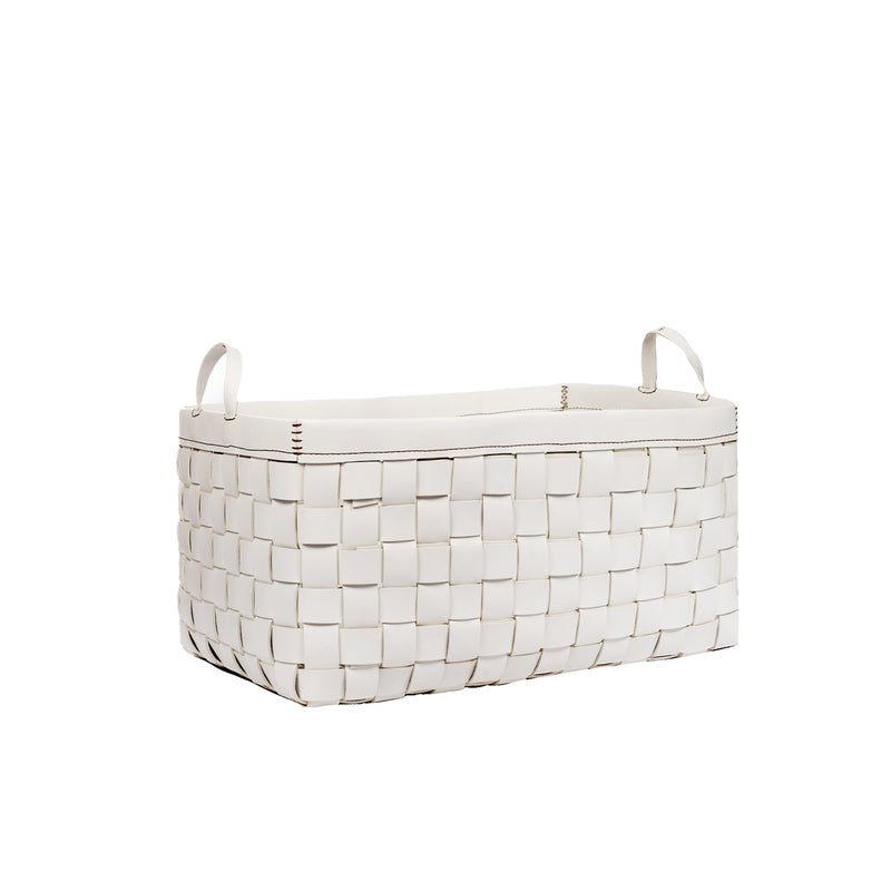 Large Basket Leather White