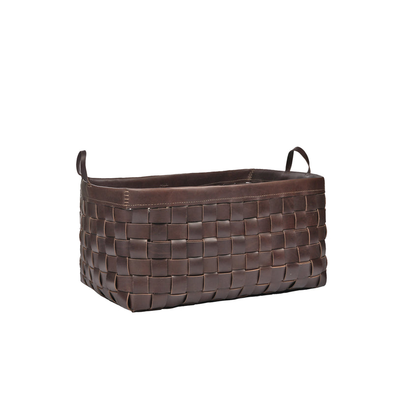 Large Basket Leather Dark Brown