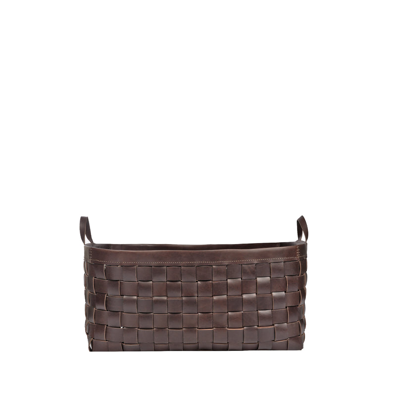 Large Basket Leather Dark Brown